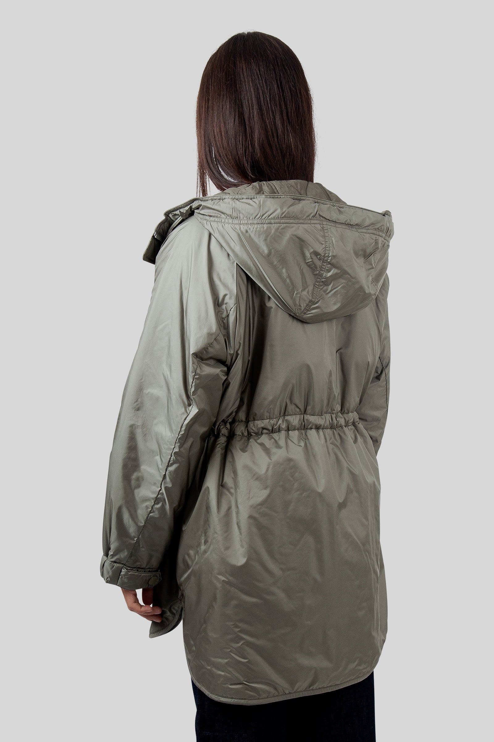 Max Mara Weekend Parka Imbottito Reversibile In Tela Antigoccia Alcamo Verde Militare Donna - 6