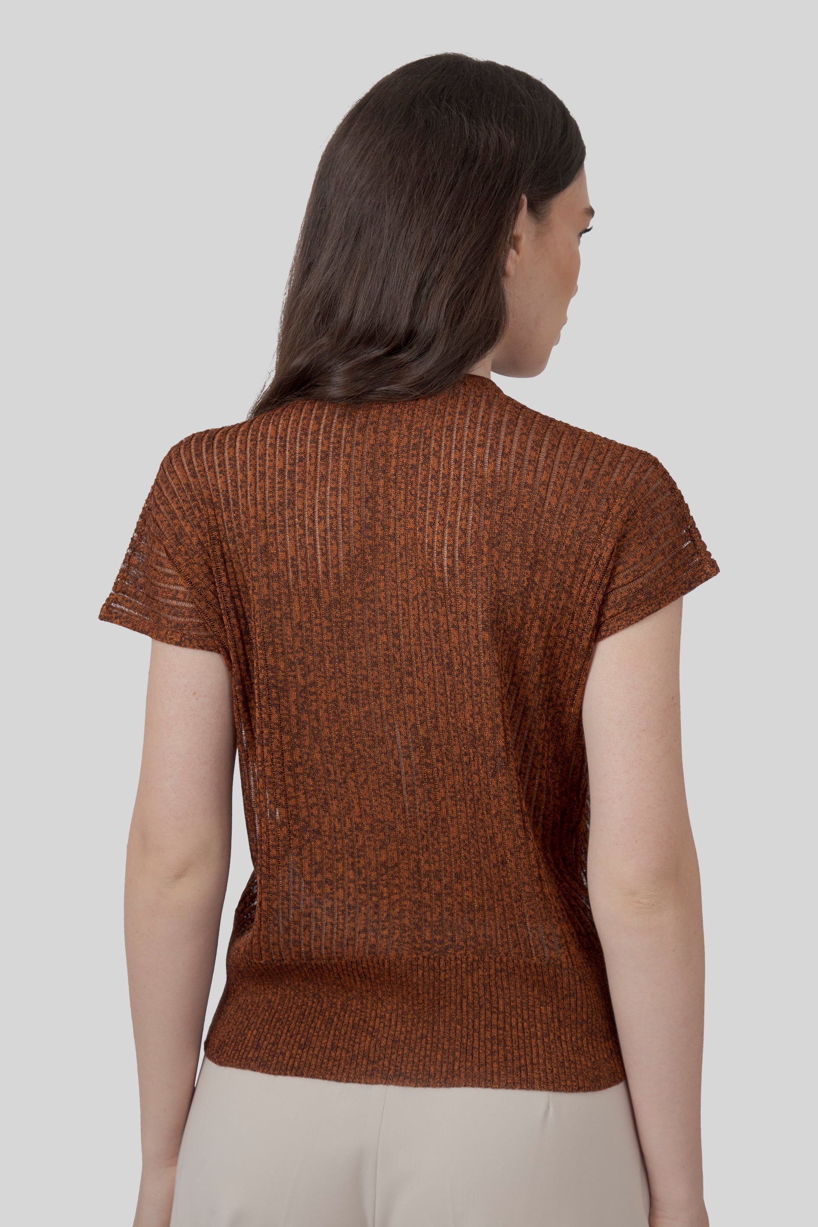 Roberto Collina Maglia Costa Lurex Ruggine Donna - 5