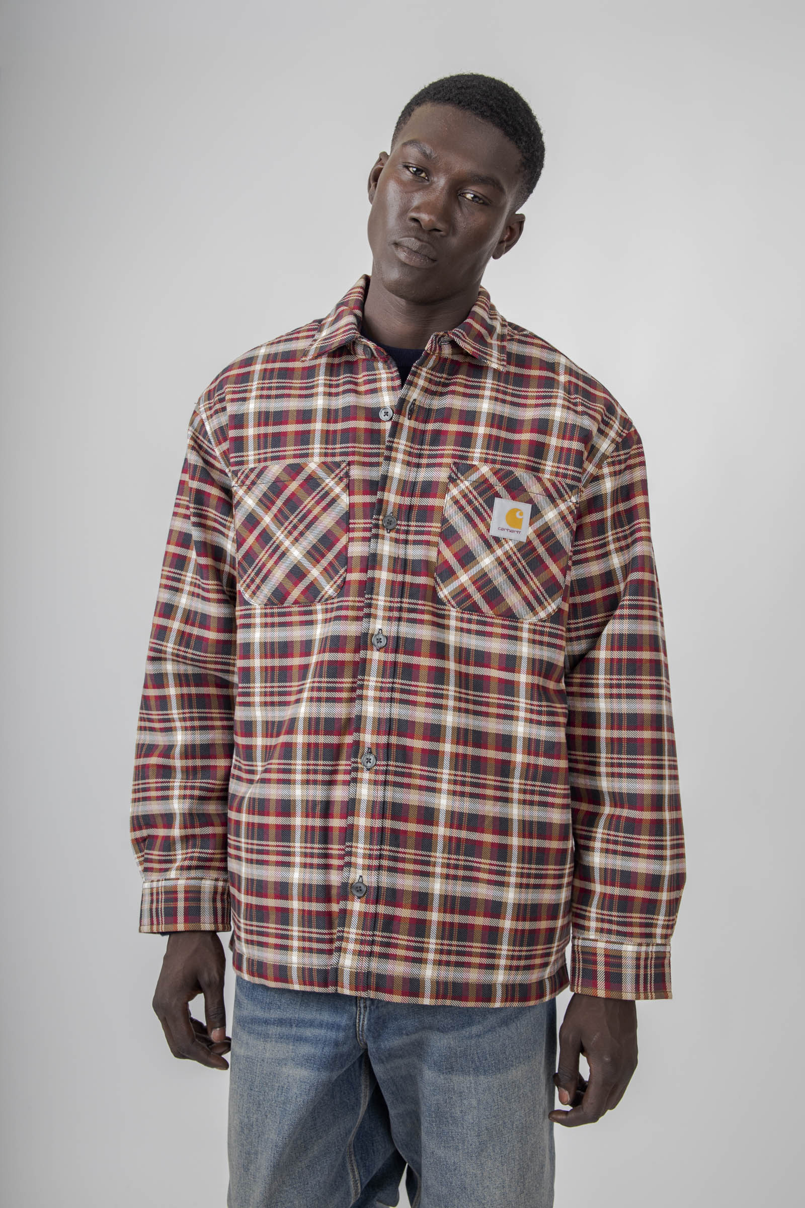 Carhartt Wip Cronyn Shirt Jac Check Beige/bordeaux Uomo - 2