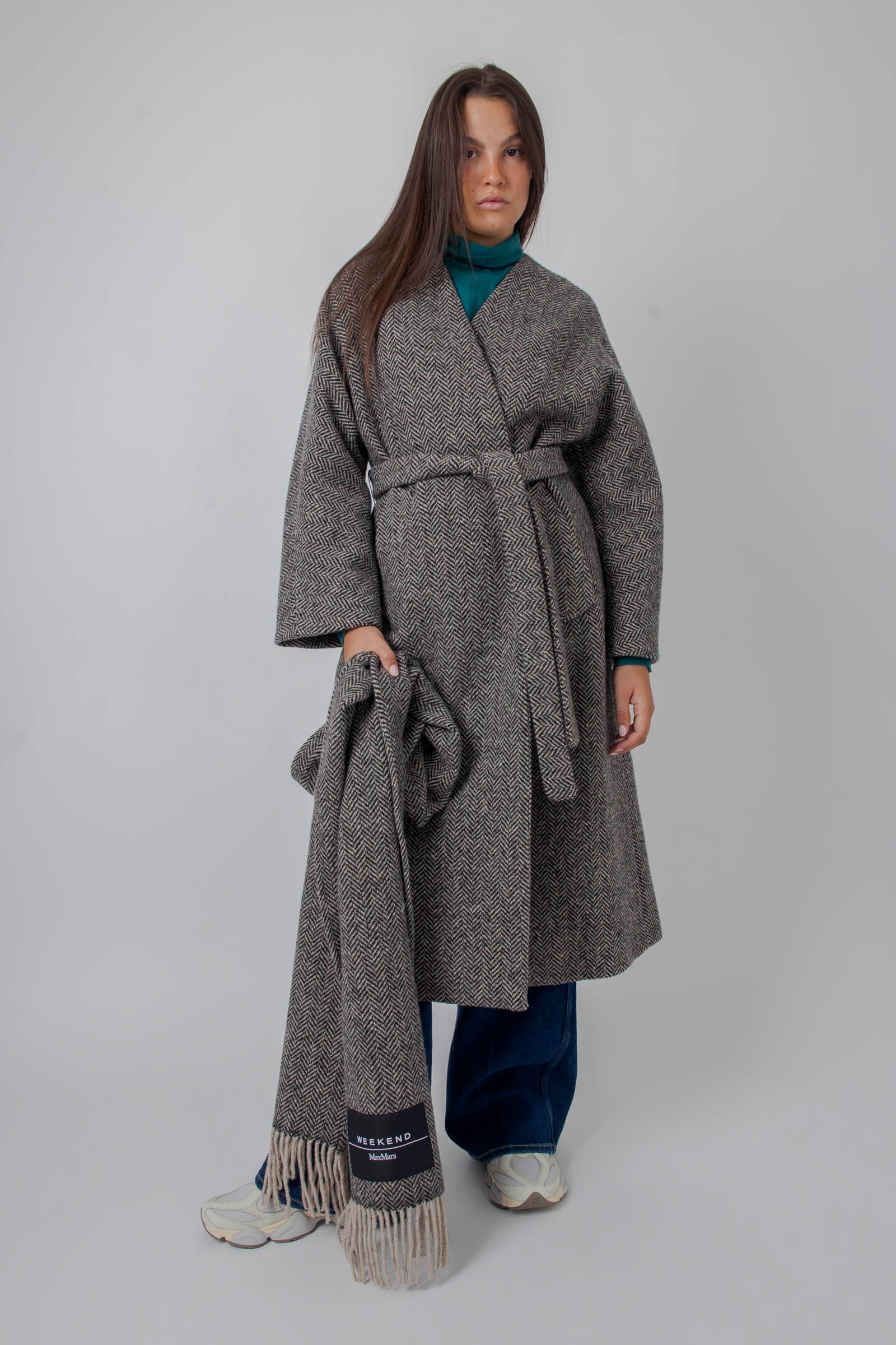 Zenica Wool Tweed Wrap Coat - 8