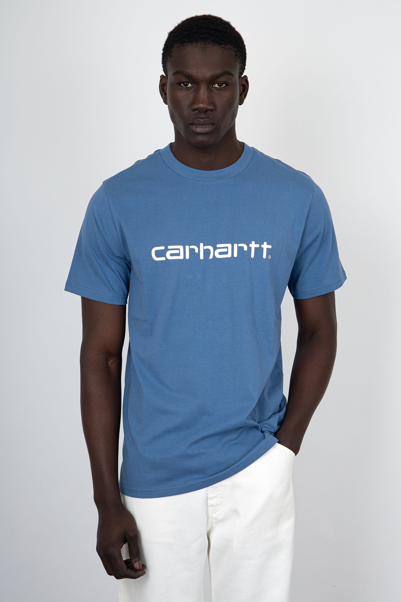 Carhartt WIP T-Shirt Short Sleeve Script Cotone Azzurro - 2