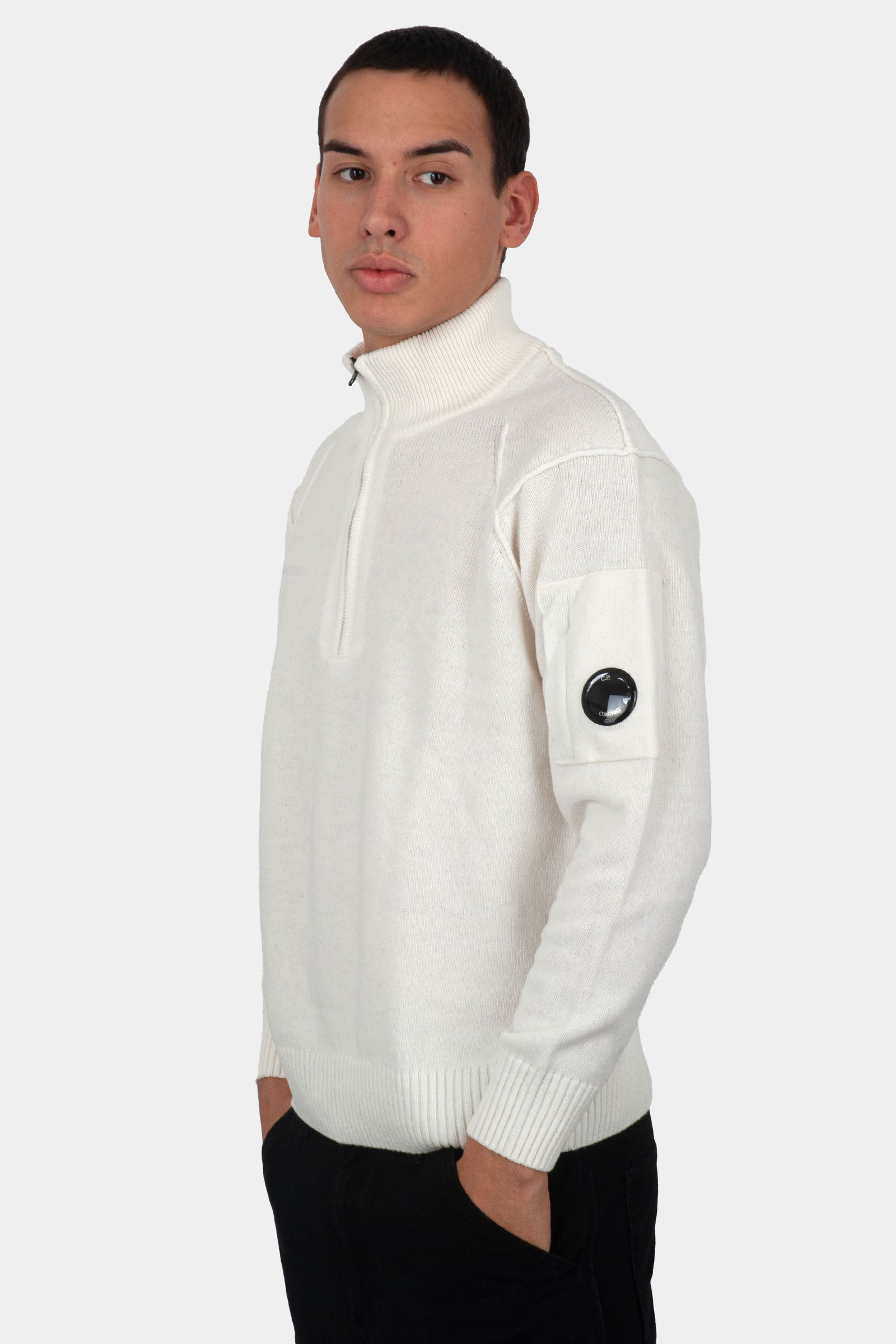 C.p. Company Maglia Lambswool Grs Half Zipped Bianco Uomo - 3