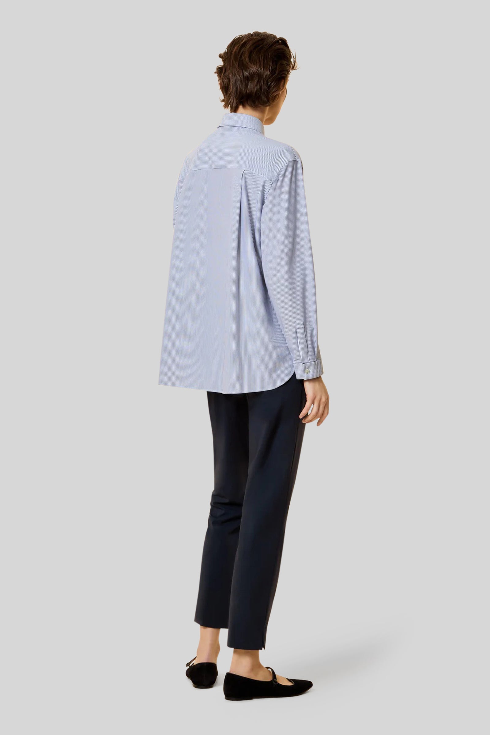 Rrd Oxford Jacquard Stripe Boyfriend Wom Shirt Bianco/blu Donna - 4