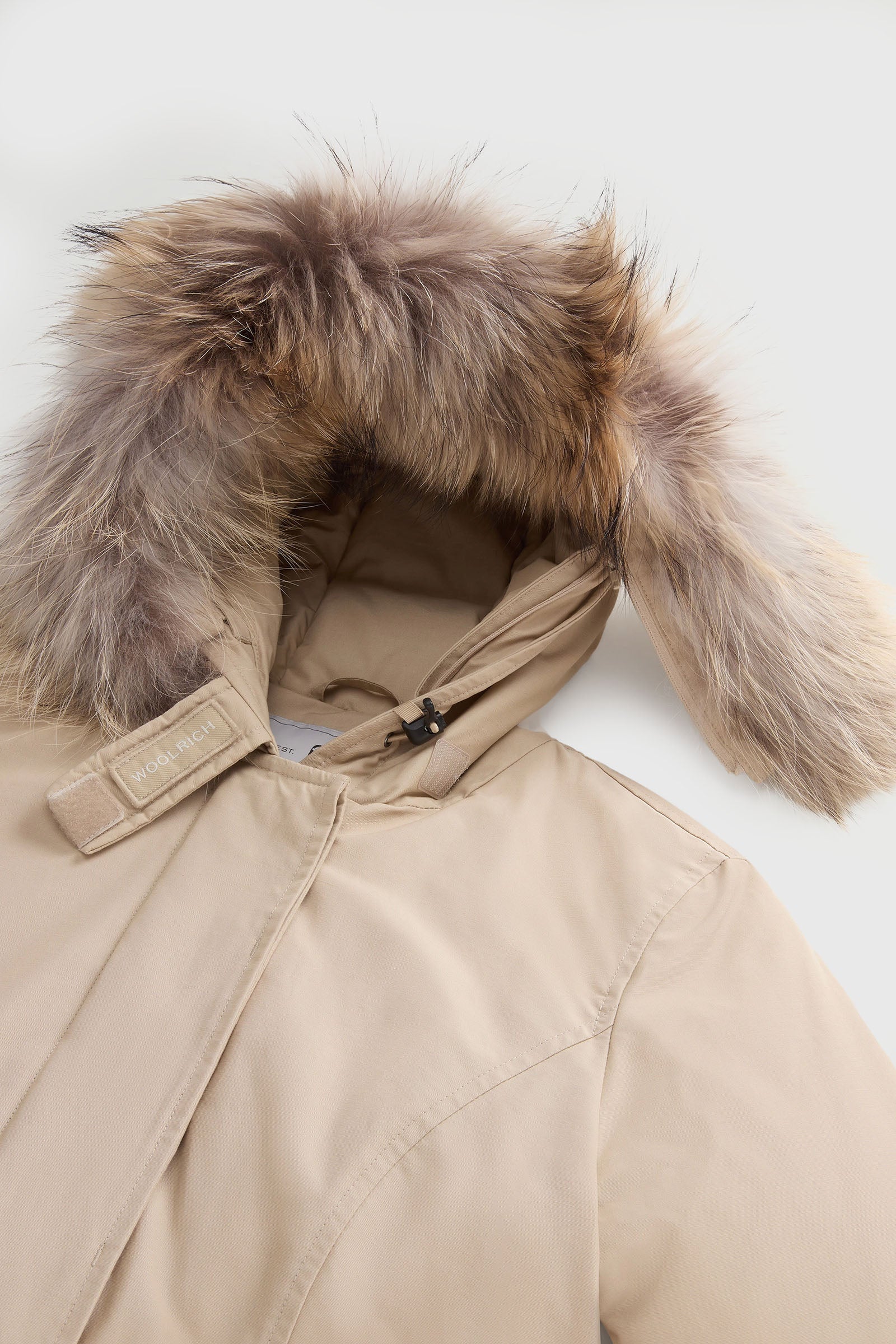 Woolrich Arctic Parka In Ramar Cloth Con Pelliccia Rimovibile Beige Chiaro Donna - 7