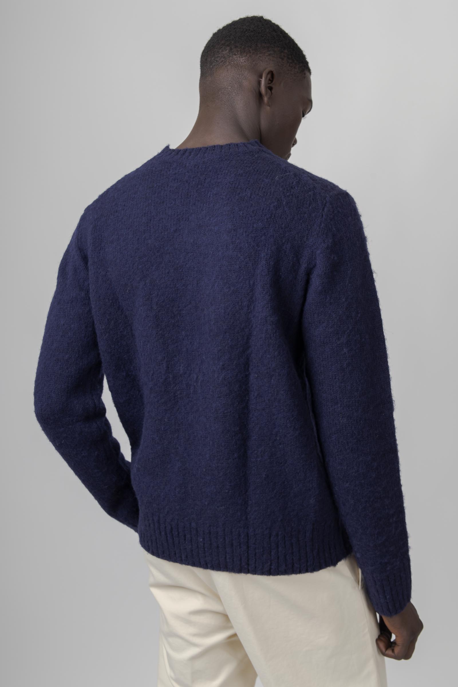 Aspesi Maglia Girocollo In Lana Shetland Blu Navy Uomo - 3