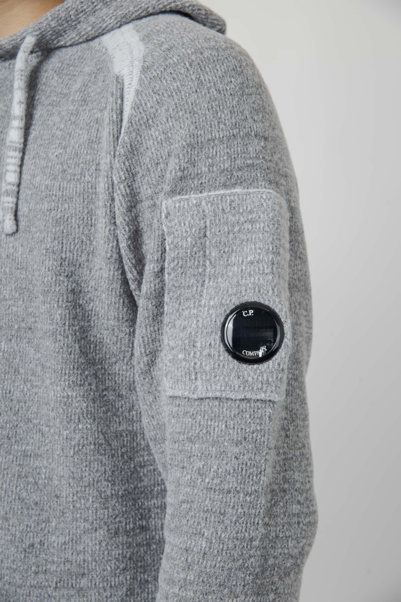 C.p. Company Maglia Hooded In Fleece Knit Grigio Uomo - 5