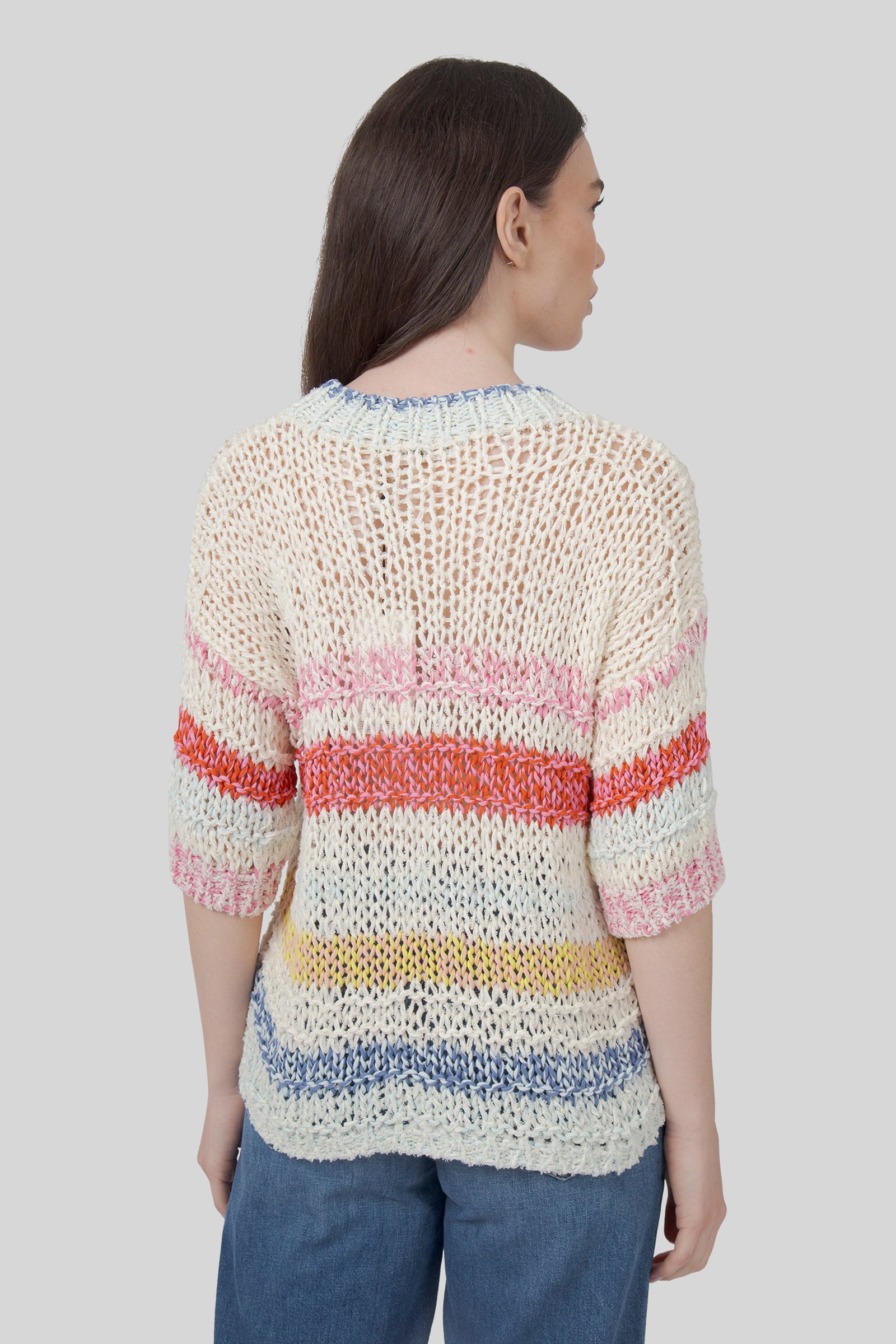 Striped Mixed-stitch Knit - 3