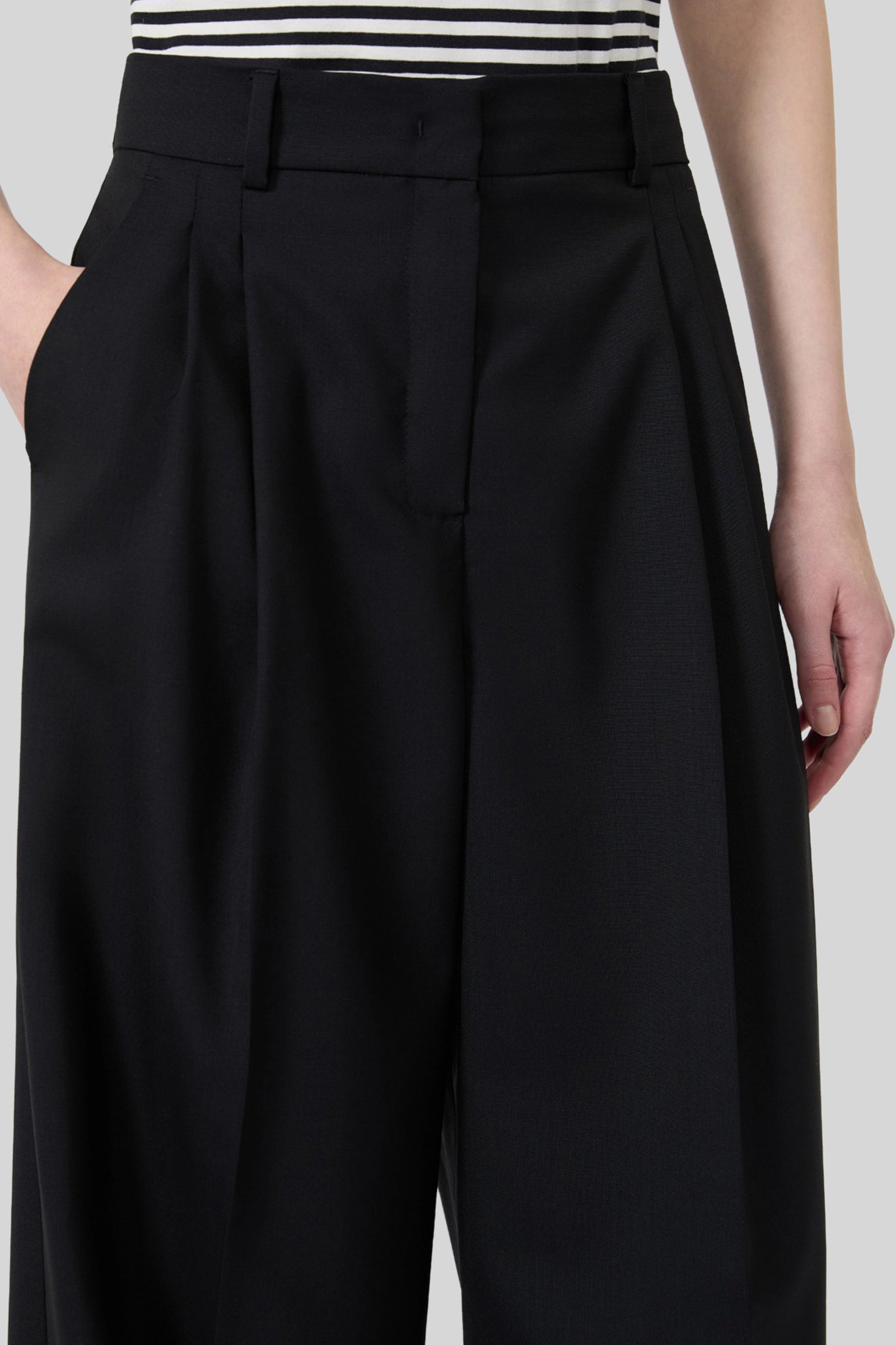 Max Mara Weekend Pantalone Wide Leg In Tela Di Lana Ovvio Nero Donna - 4