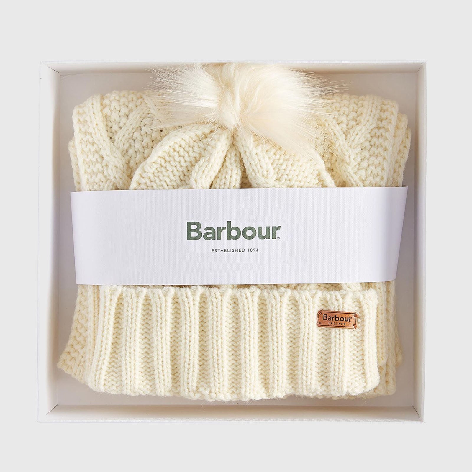 Barbour Ridley Beanie & Scarf Gift Set Crema Donna - 6