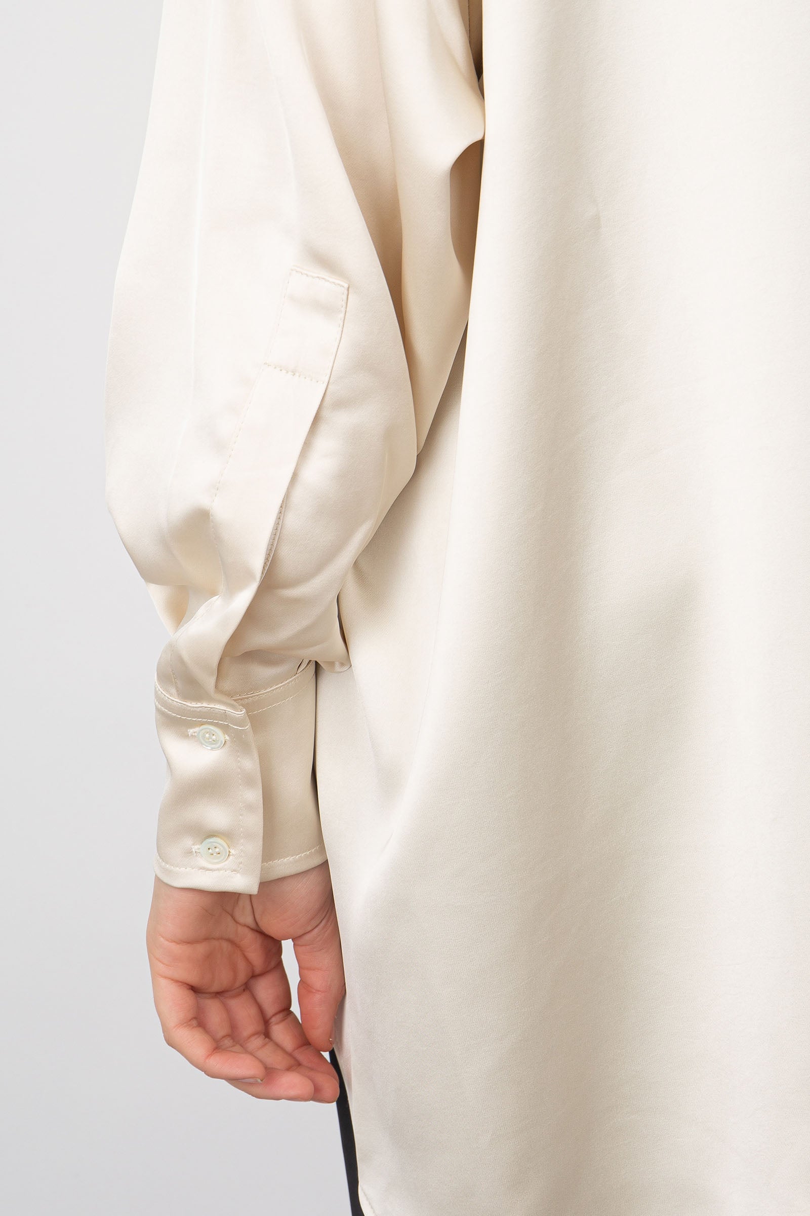 Roberto Collina Ivory Satin Oversize Shirt in Synthetic Fabric - 6