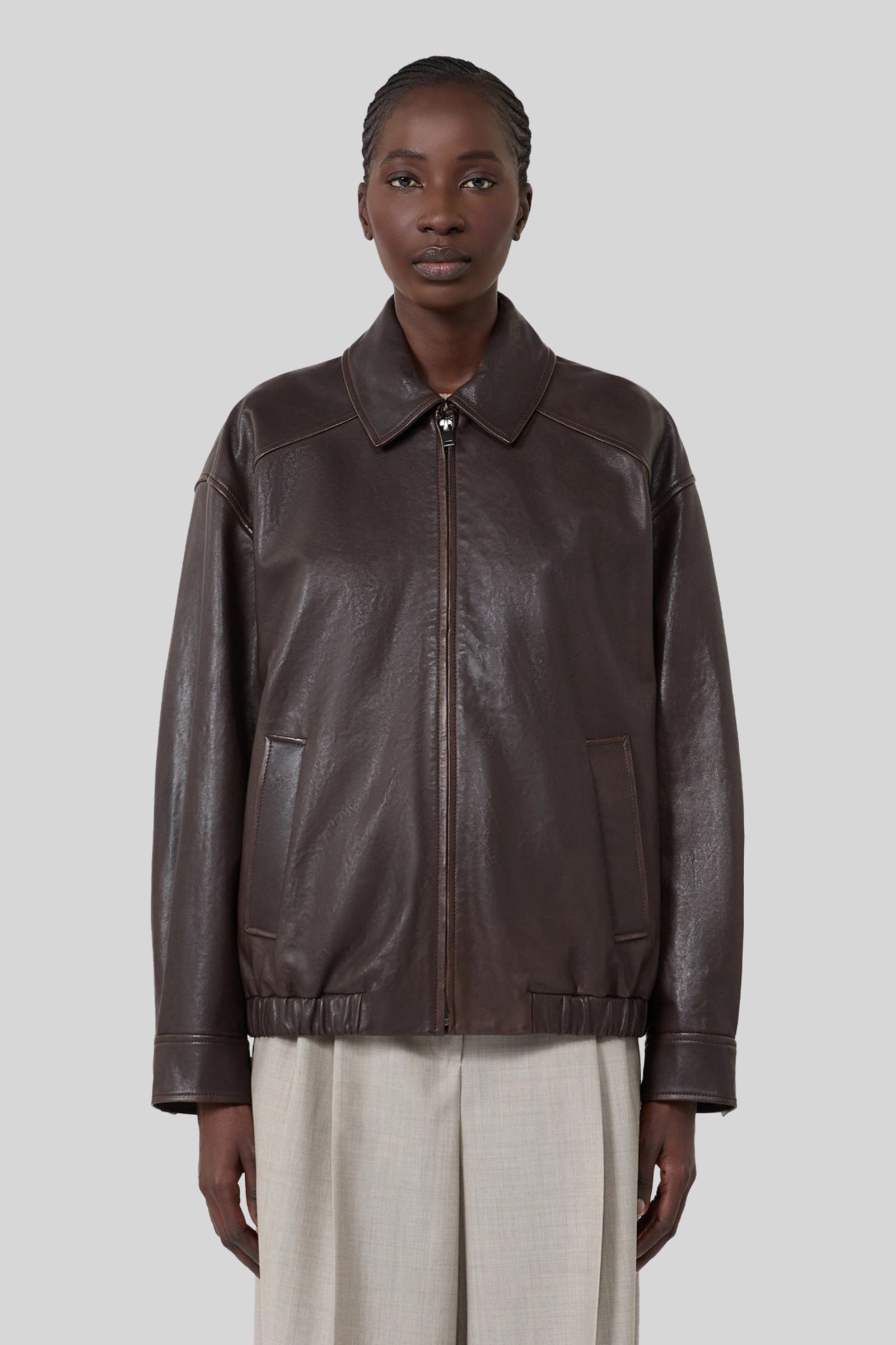 Max Mara Weekend Bomber In Nappa Cose Testa Di Moro Donna - 3