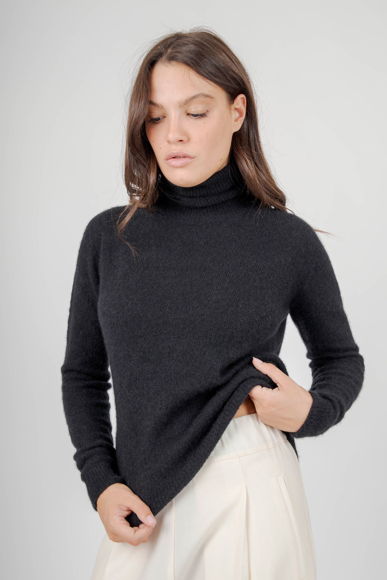 Roberto Collina Maglia Dolcevita Cashmere/seta Nero Donna - 2