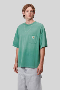 Carhartt Wip T-shirt S/s Hudson Pocket Verde Acqua Uomo carhartt wip