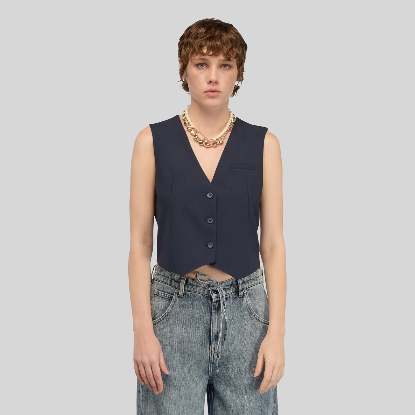 Semicouture Gilet Margarita Blu Donna - 5