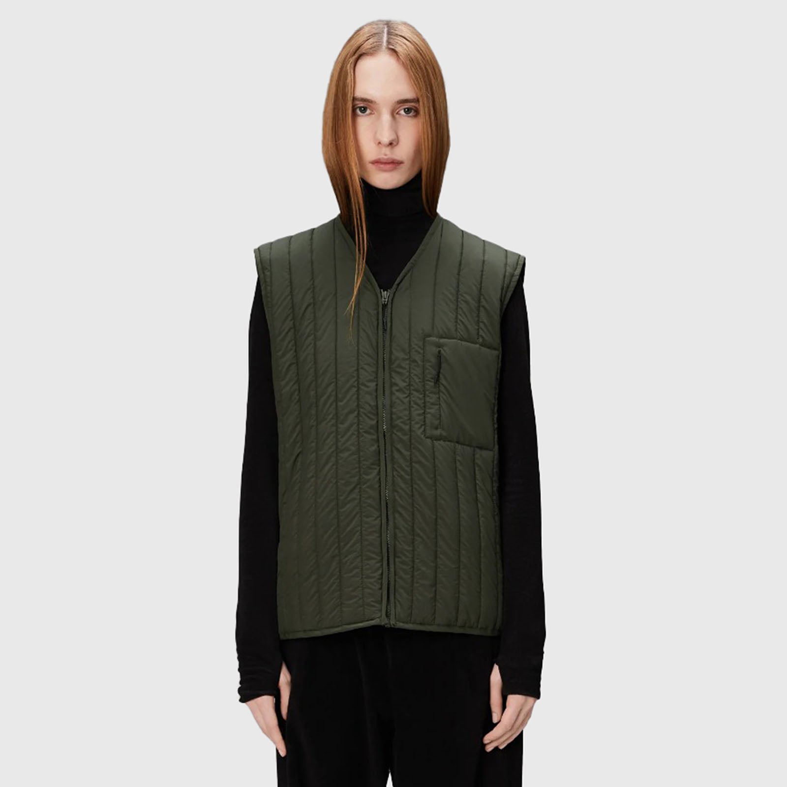 Rains Gilet Banja Liner Verde Donna - 4