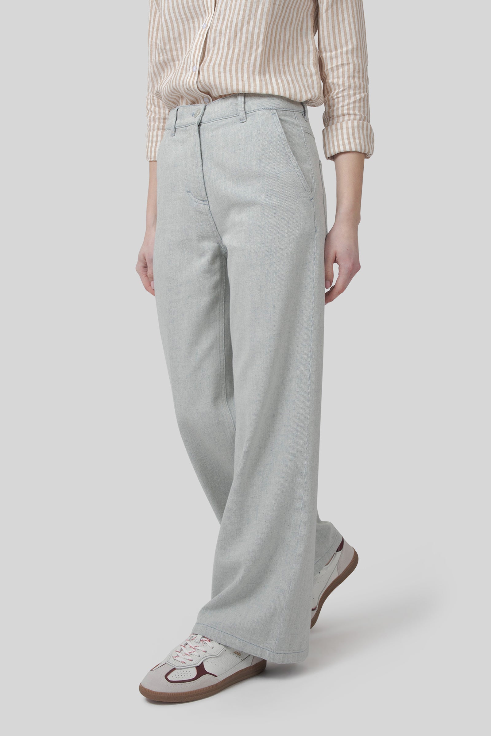 Aspesi Jeans Palazzo Grigio Chiaro Donna - 3