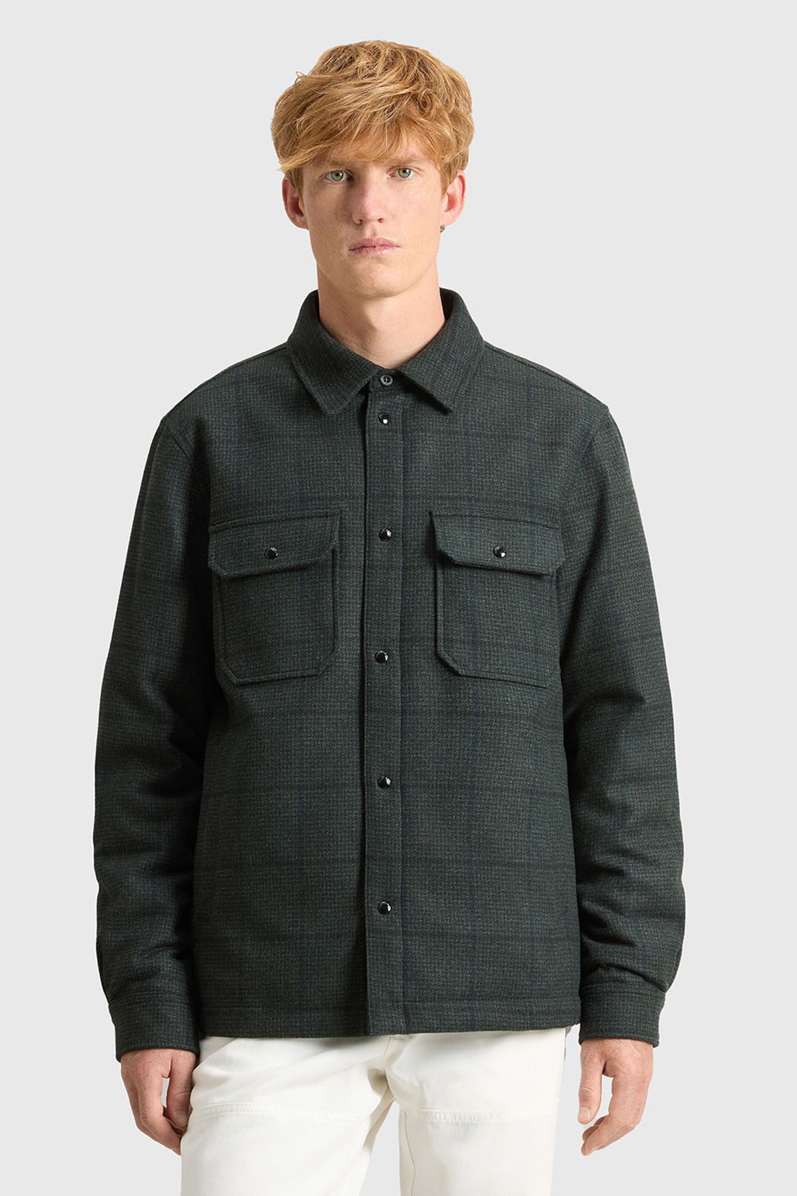 Woolrich Overshirt Alaskan Wool Check Verde Scuro Uomo - 1