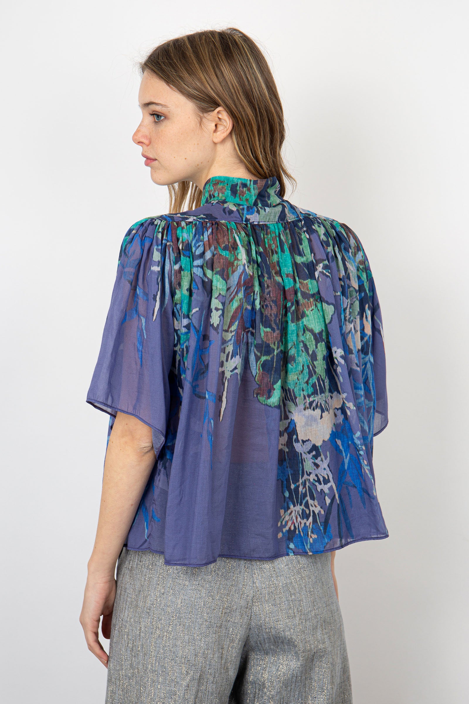 Forte Forte Cotton Voile Shirt in Purple with Print - 4