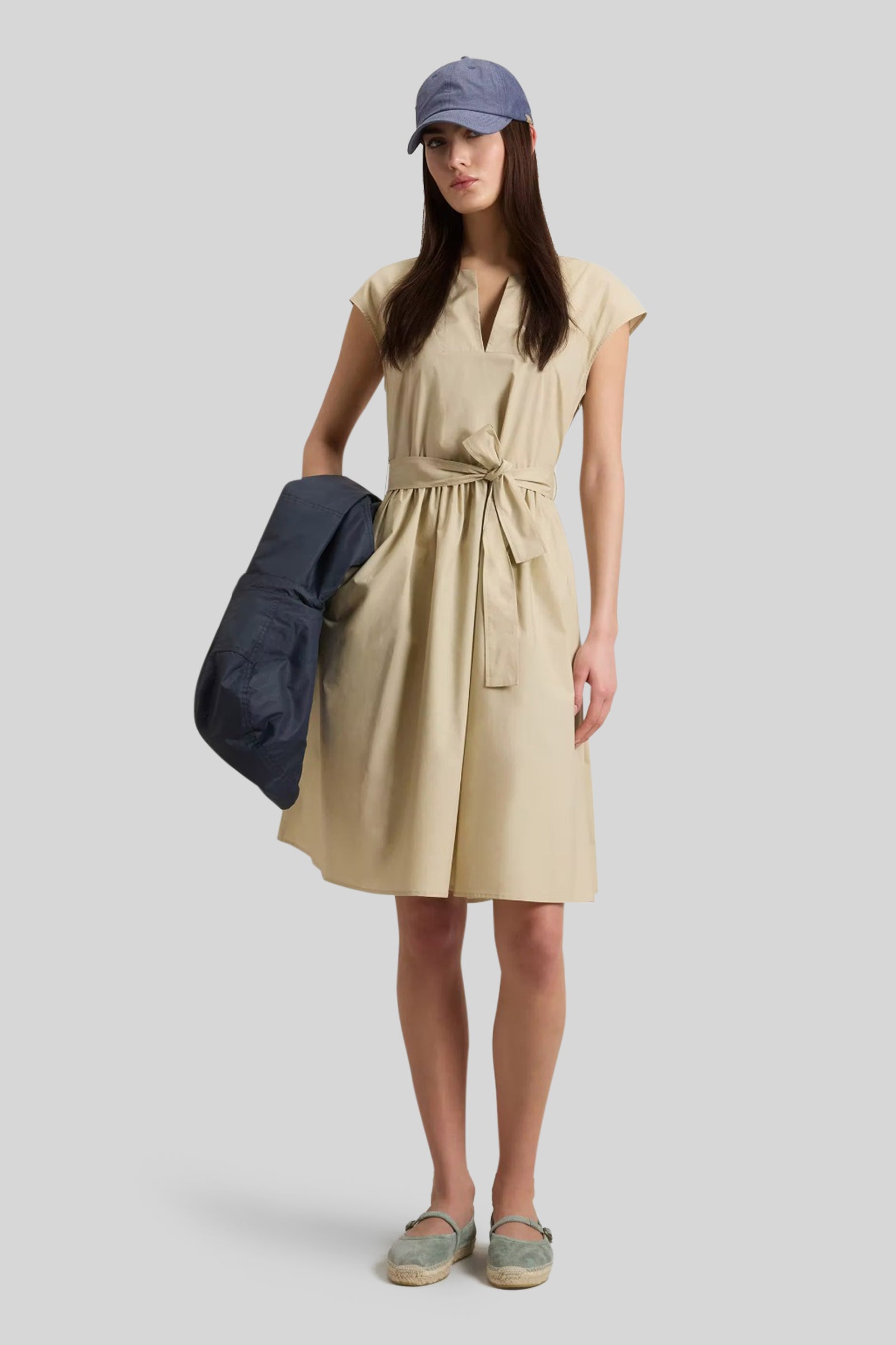 Woolrich Abito Corto In Popeline Crema Donna - 4