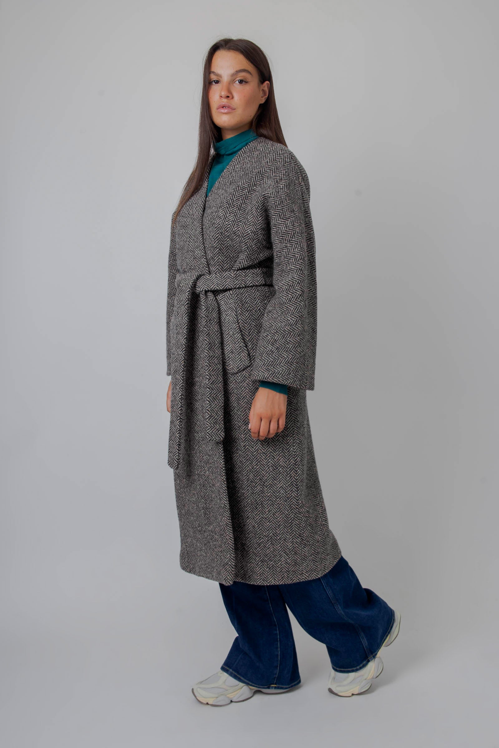 Zenica Wool Tweed Wrap Coat - 4