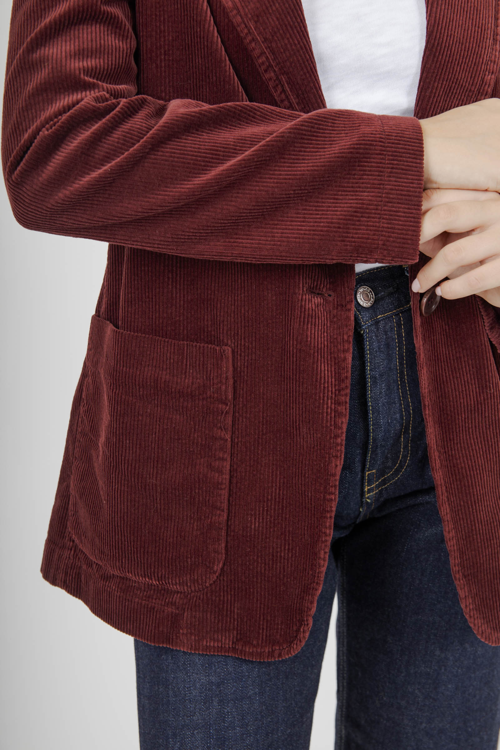 Aspesi Blazer In Velluto A Coste Bordeaux Donna - 4