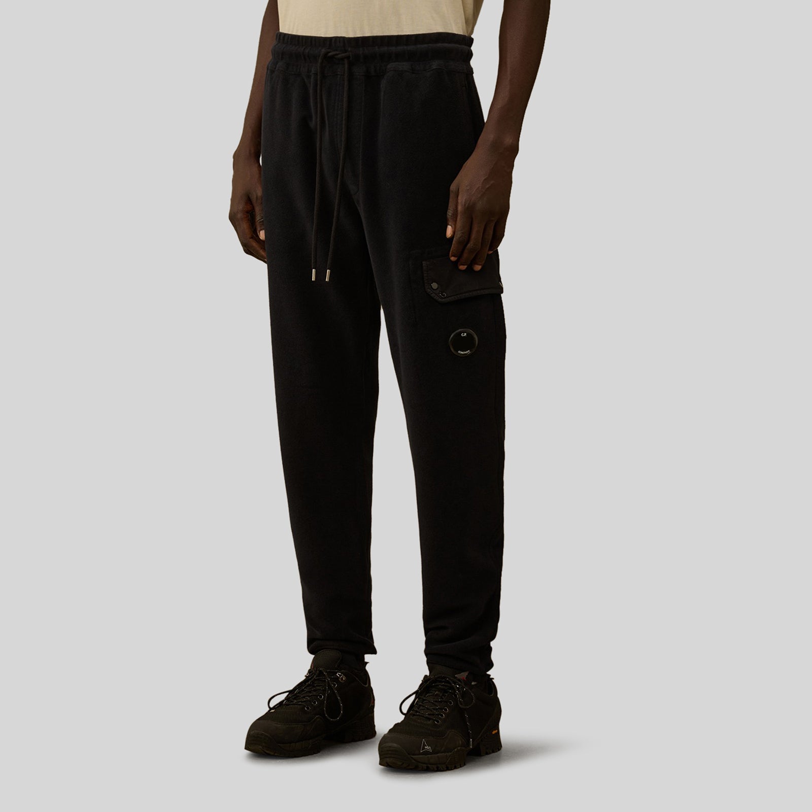 C.p. Company Brushed Emerized Diagonal Fleece Lens Sweatpants Blu Scuro Uomo - 5