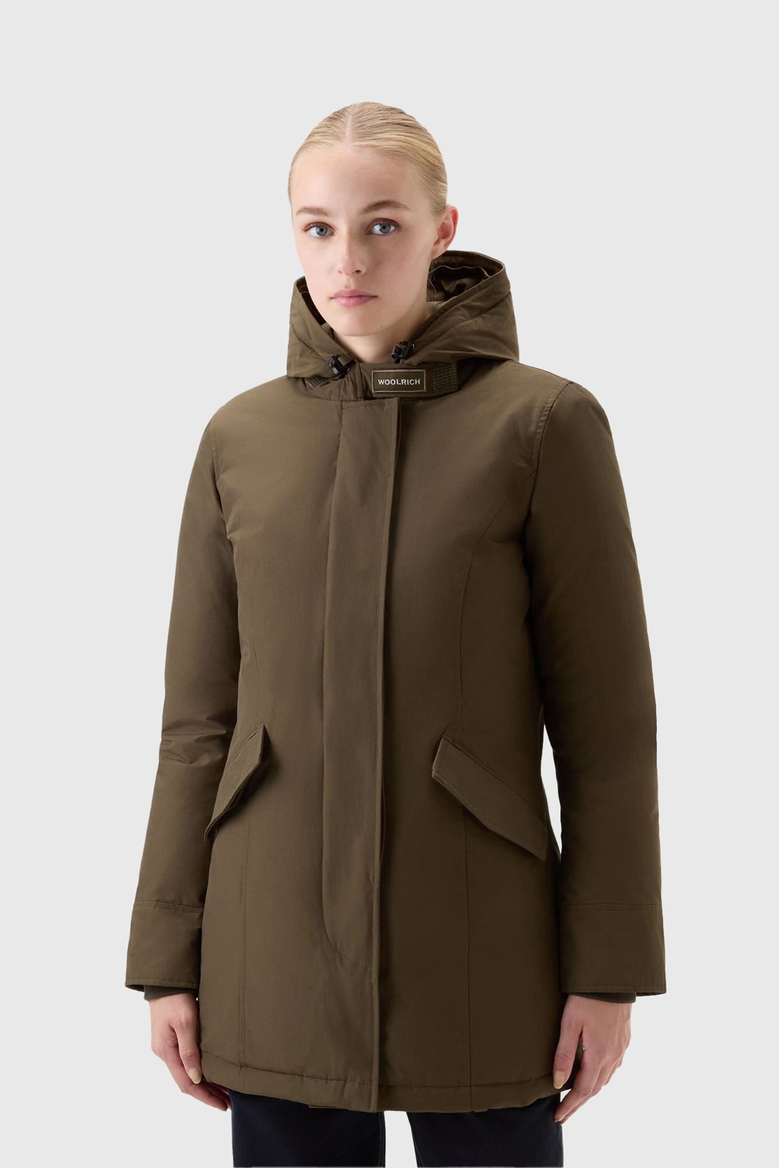 Woolrich Arctic Raccoon Parka Verde Militare Donna - 3