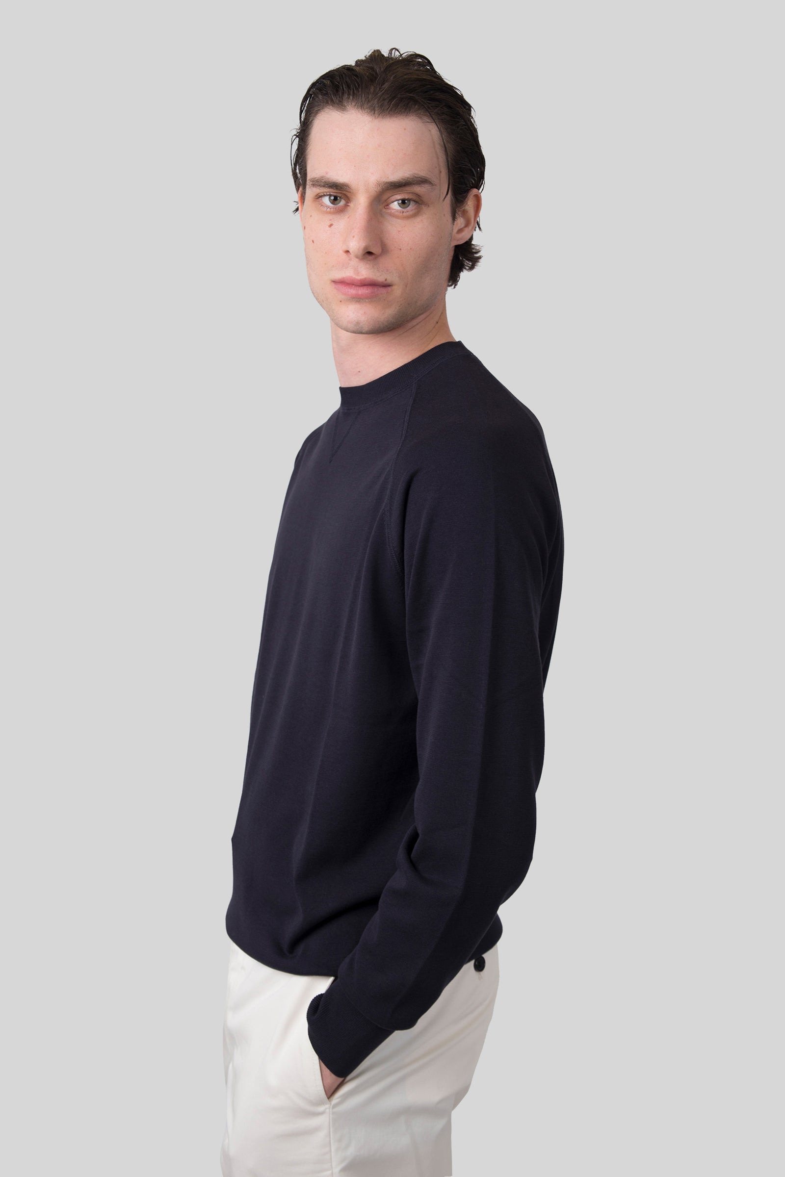 Aspesi Maglia Girocollo In Cotone Blu Navy Donna - 4