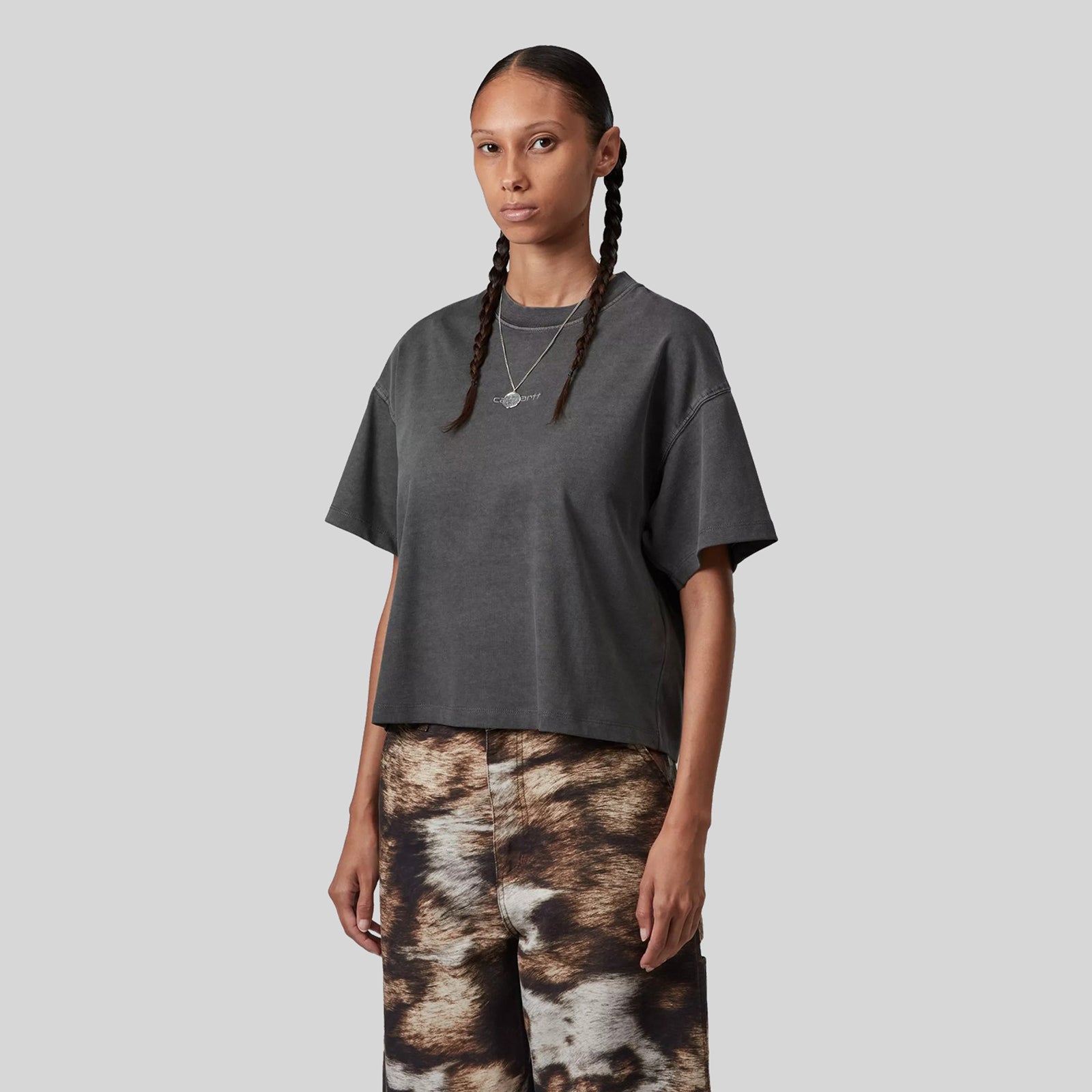 Carhartt Wip T-shirt W' S/s Benton Antracite Donna - 3