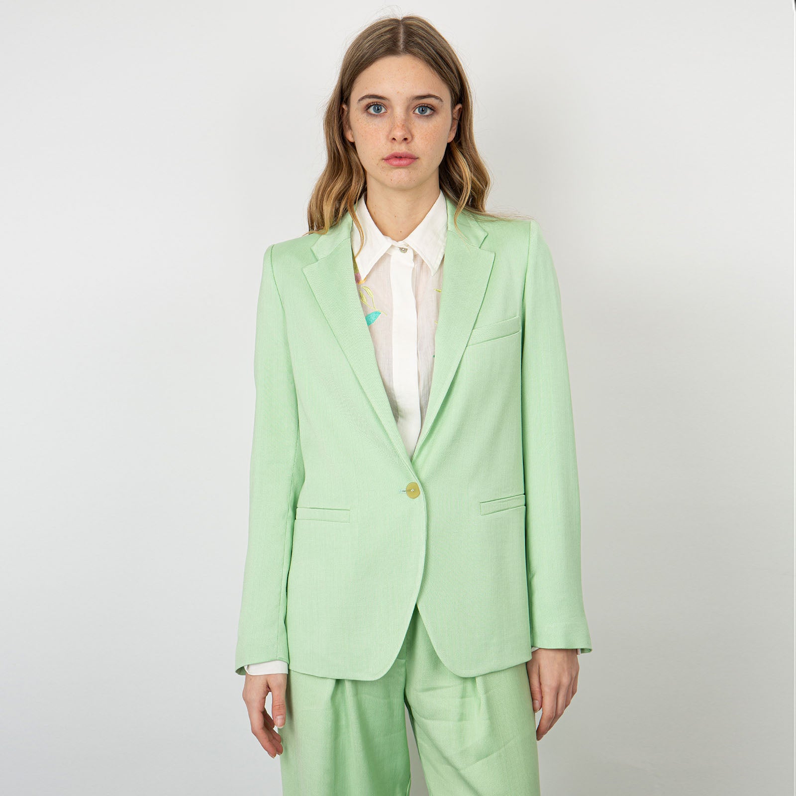 Forte Forte Blazer in Flamed Texture Viscose and Cotton - Ice Green - 6