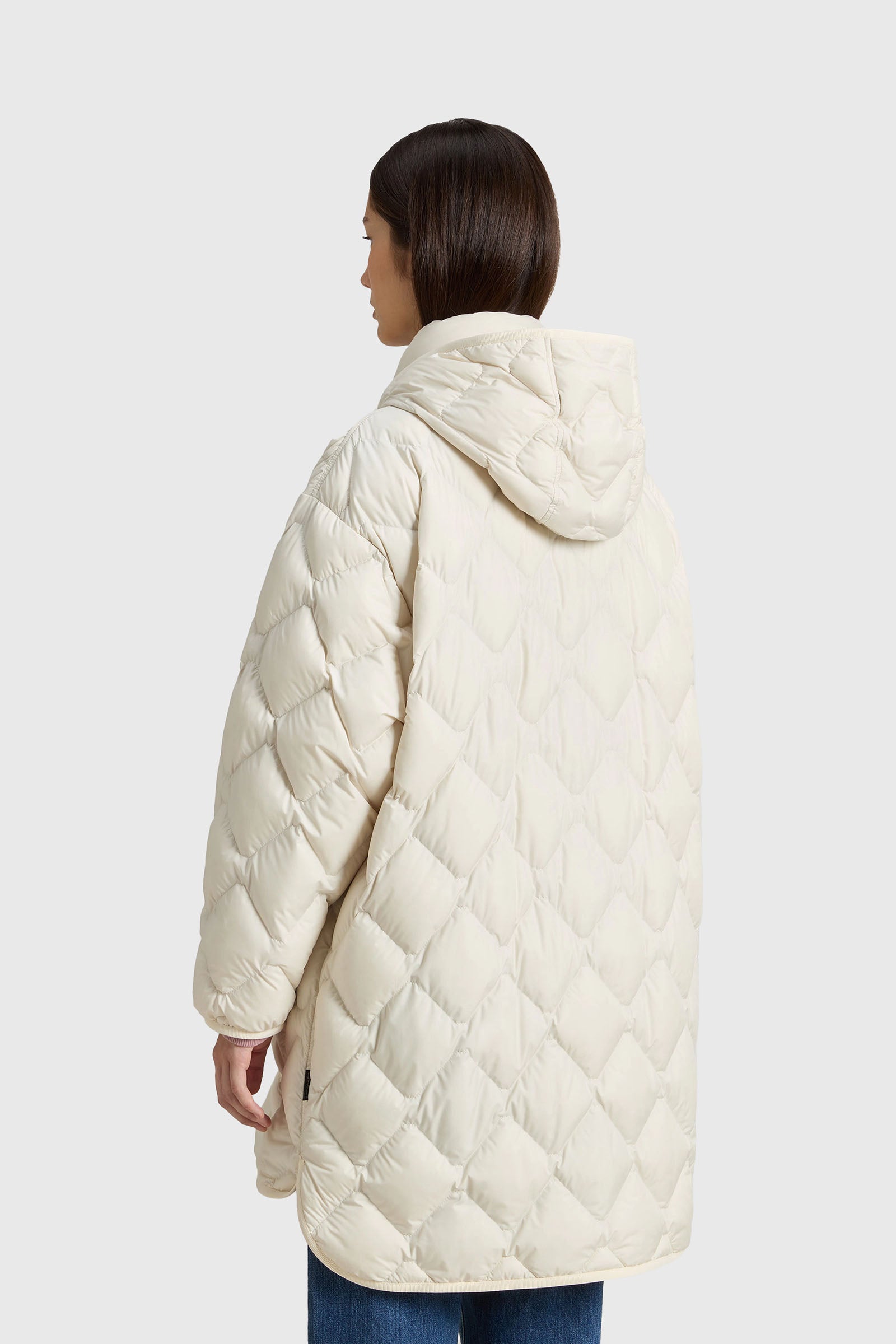 Woolrich Giacca A Mantella Heritage Con Cappuccio Removibile Crema Donna - 3