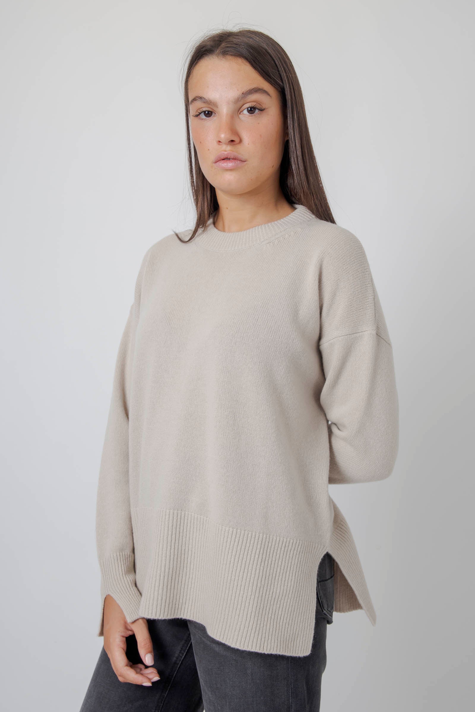 Roberto Collina Maglia Girocollo Lana Cashmere Beige Donna - 7