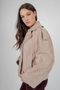 Max Mara Weekend Trench Corto In Suede Beige Donna max mara weekend