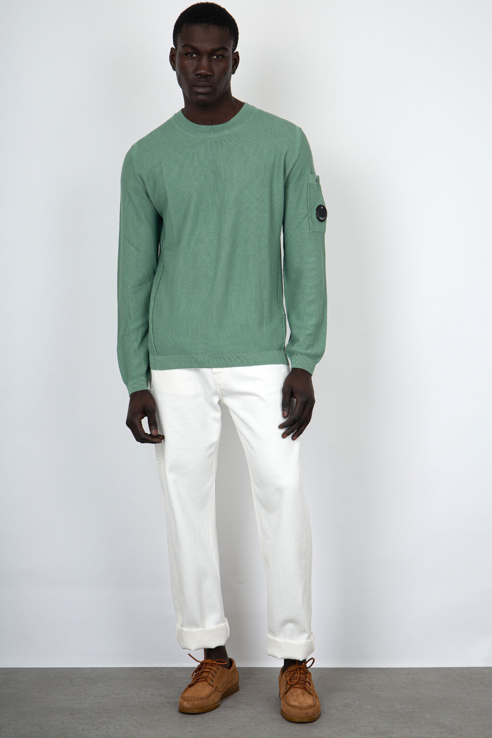 C.P. Company Cotton Crepe Green Sweater - 6