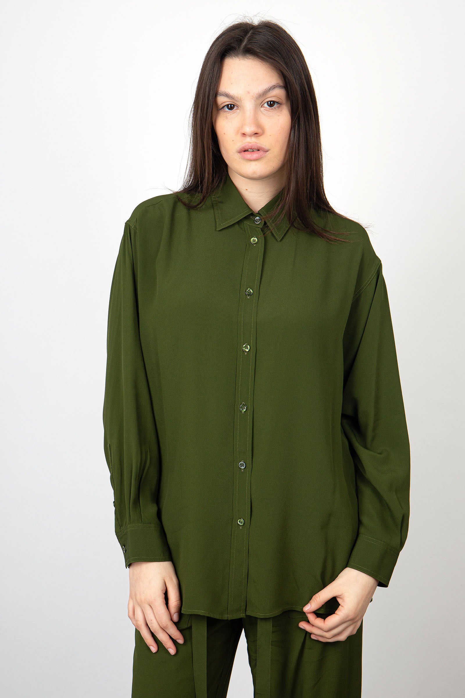 SemiCouture Verdiana Silk Shirt Green - 3