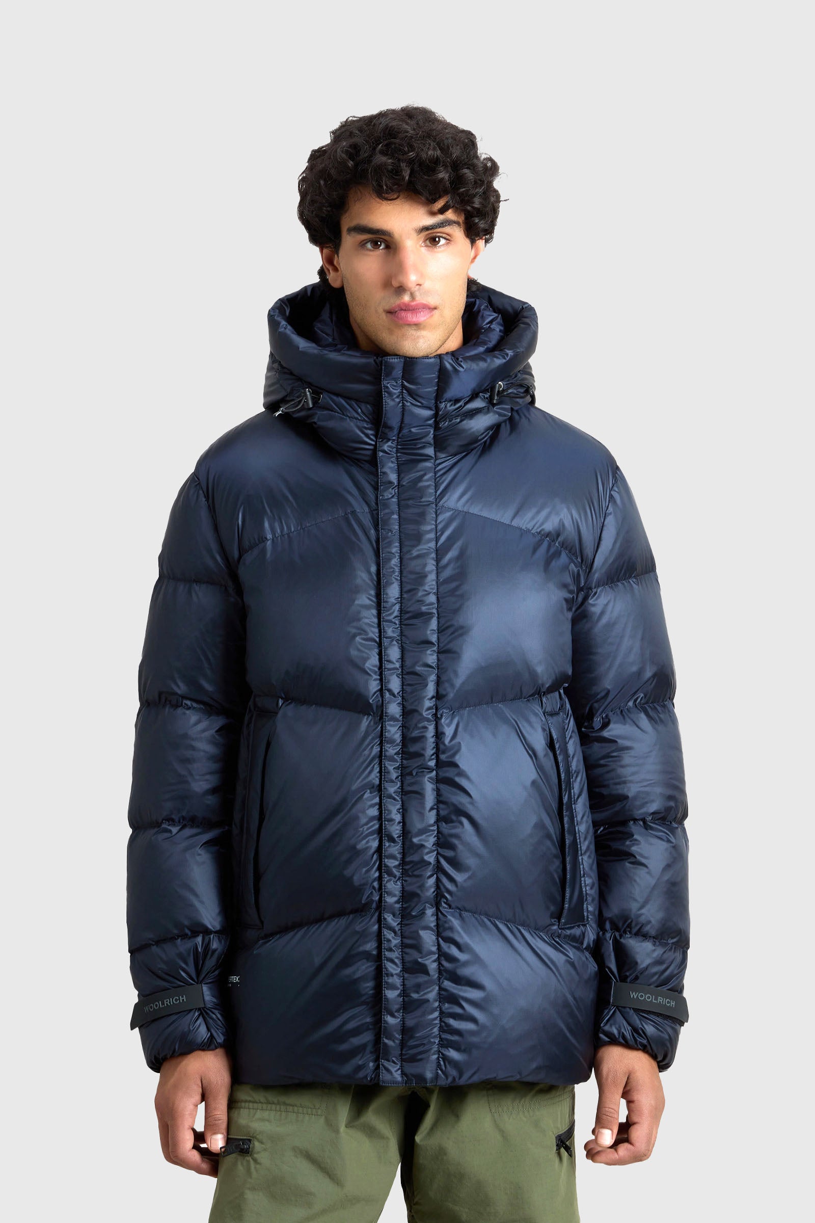 Woolrich Piumino In Nylon Pertex Quantum Riciclato Con Cappuccio Blu Uomo - 1