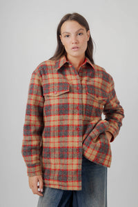 Aspesi Camicia Check In Lana Shetland Rosso Donna aspesi