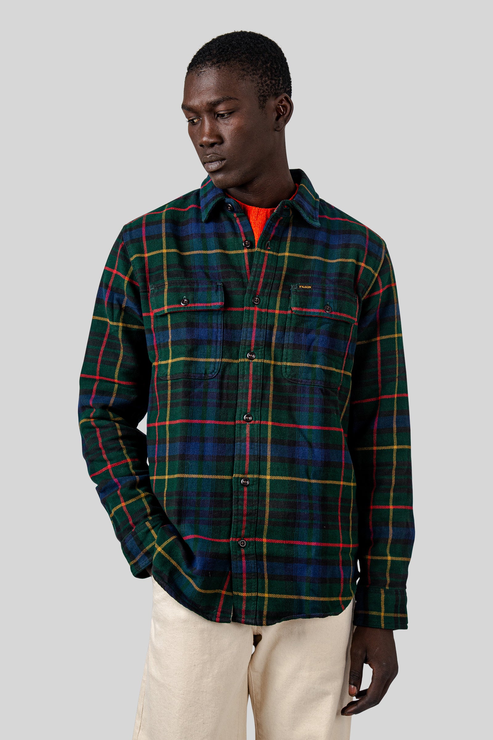 Filson Vintage Flannel Work Shirt Verde/blu Uomo - 3