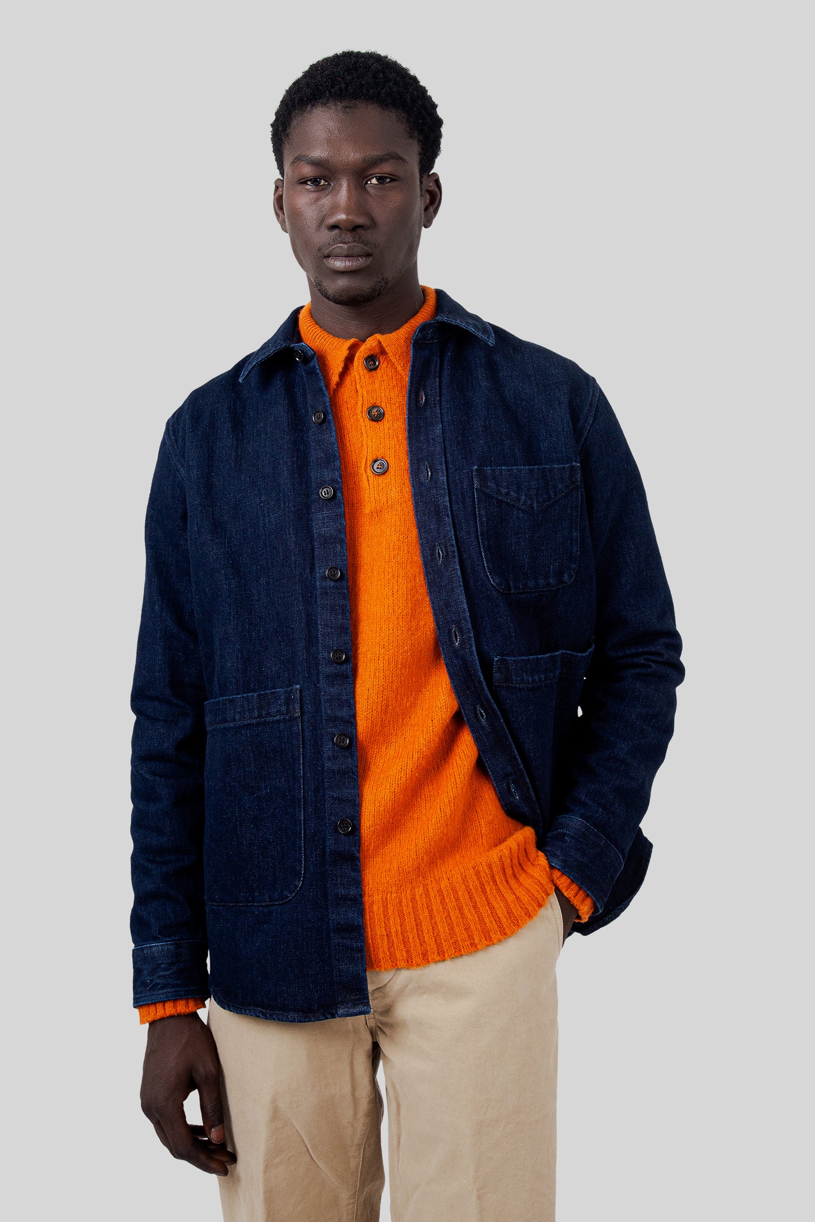 Aspesi Camicia Ut Denim Blu Medio Uomo - 1