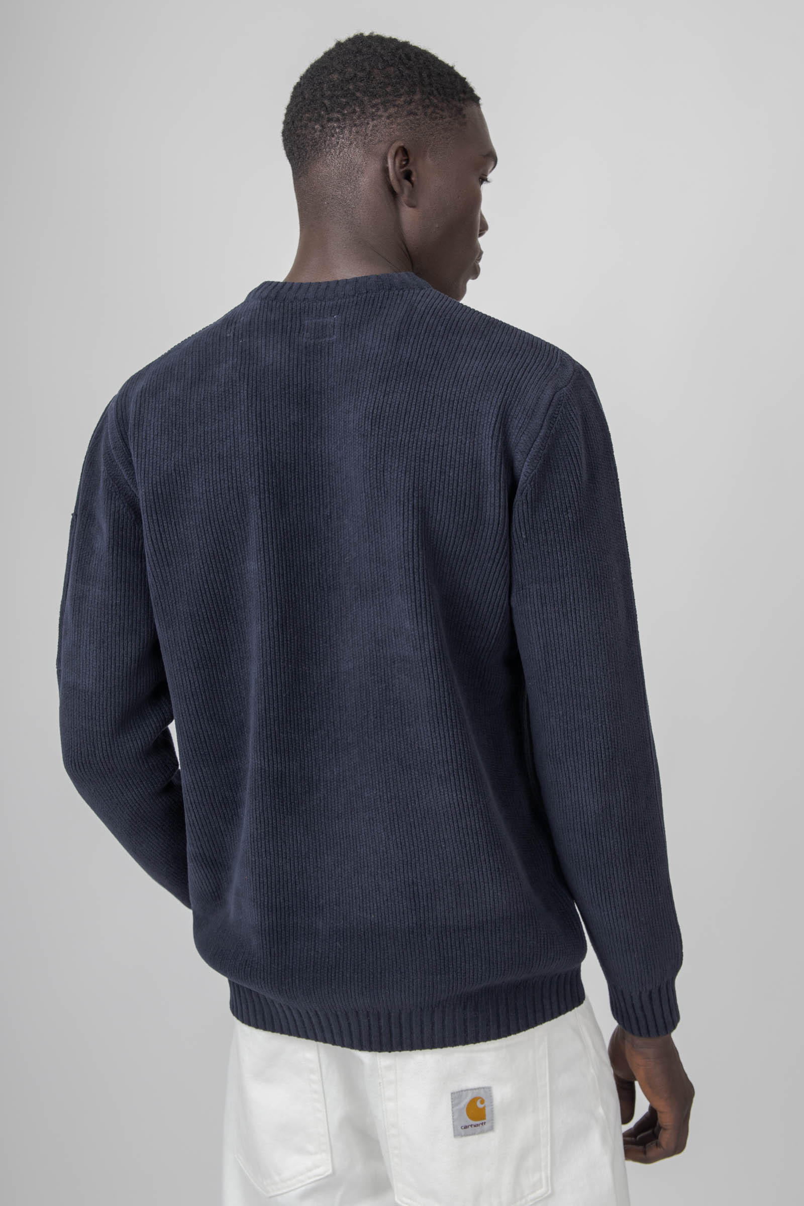 C.p. Company Maglia Chenille Cotton Crewneck Blu Scuro Uomo - 6