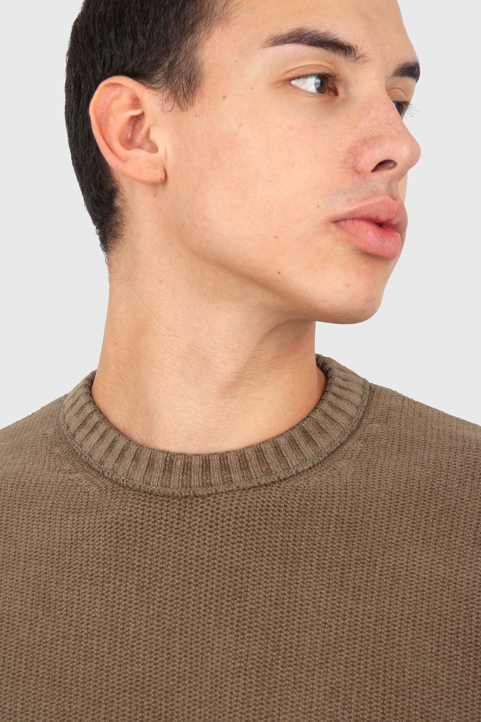 C.p. Company Maglia Cotton Chenille Crewneck Khaki Uomo - 5