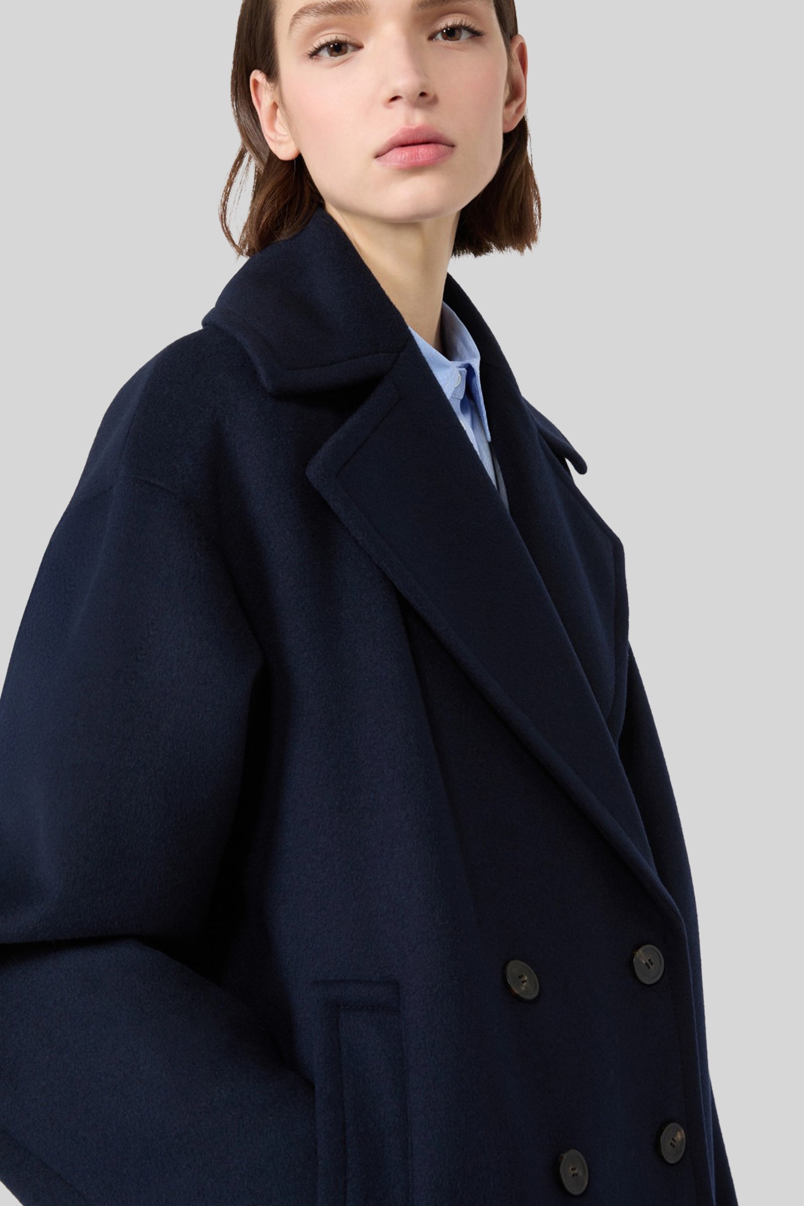 Max Mara Weekend Caban Doppiopetto In Lana Double Alpe Blu Donna - 2