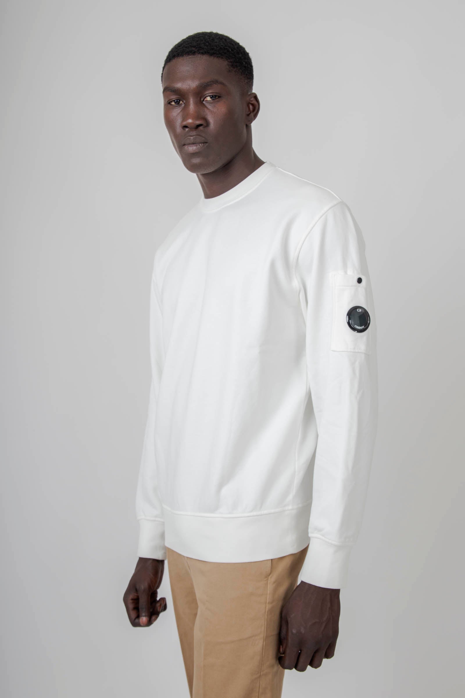C.p. Company Felpa Crewneck Diadonal Brushed Emerized Bianco Uomo - 6