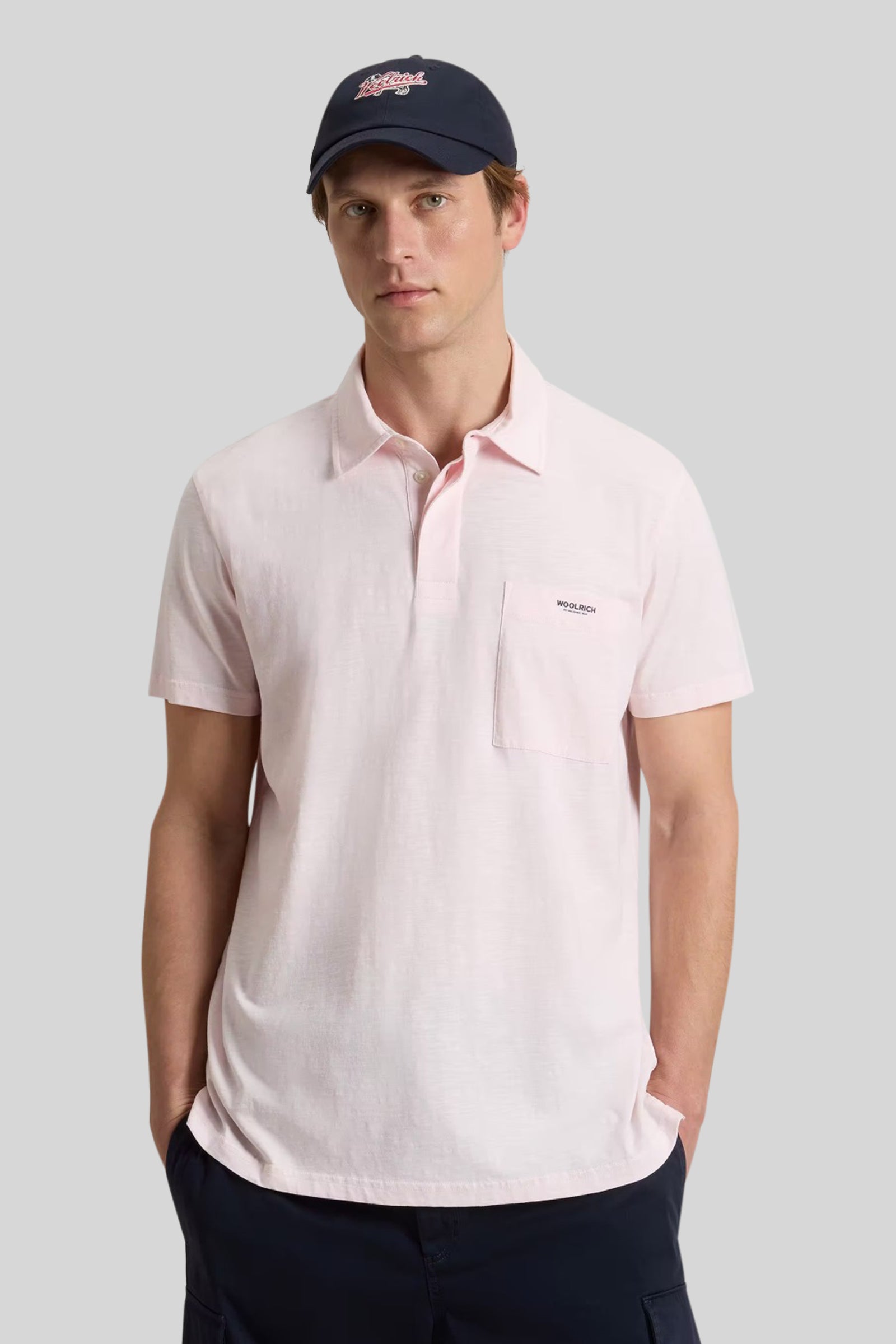 Woolrich Slub Logo Polo Rosa Uomo - 2