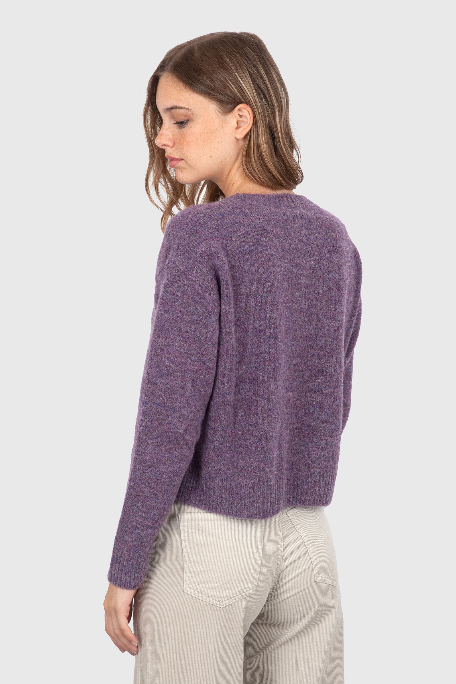 Grifoni Maglia Girocollo Crop Viola Donna - 4