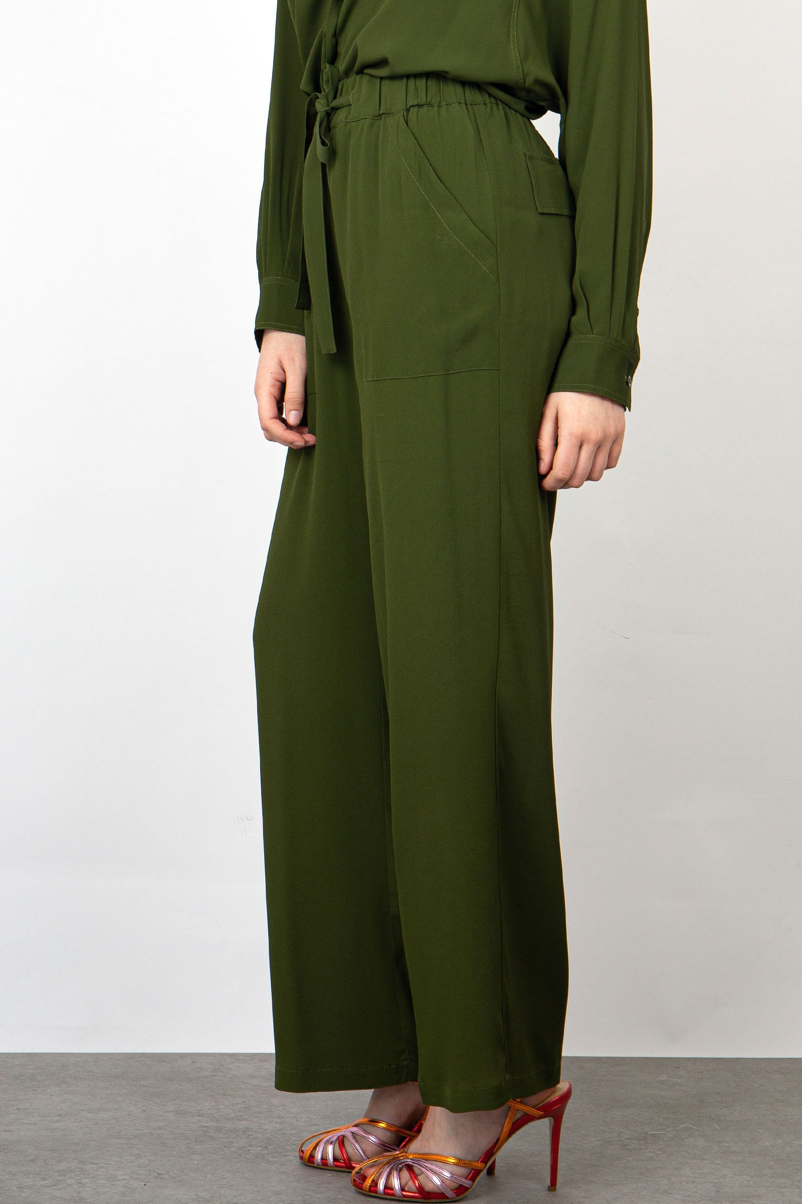 SemiCouture Pantalone Vanda Seta Verde - 4
