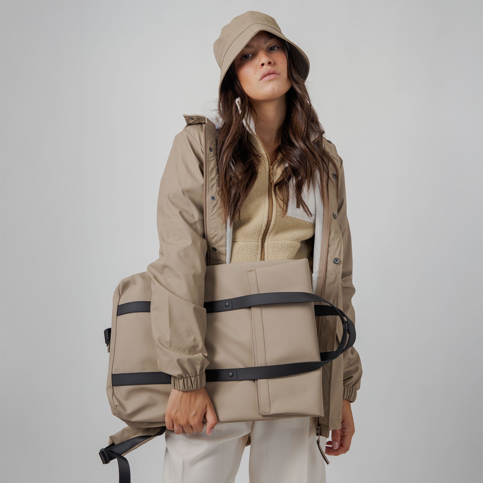 Rains 2 Way Tote Backpack Beige Unisex - 5