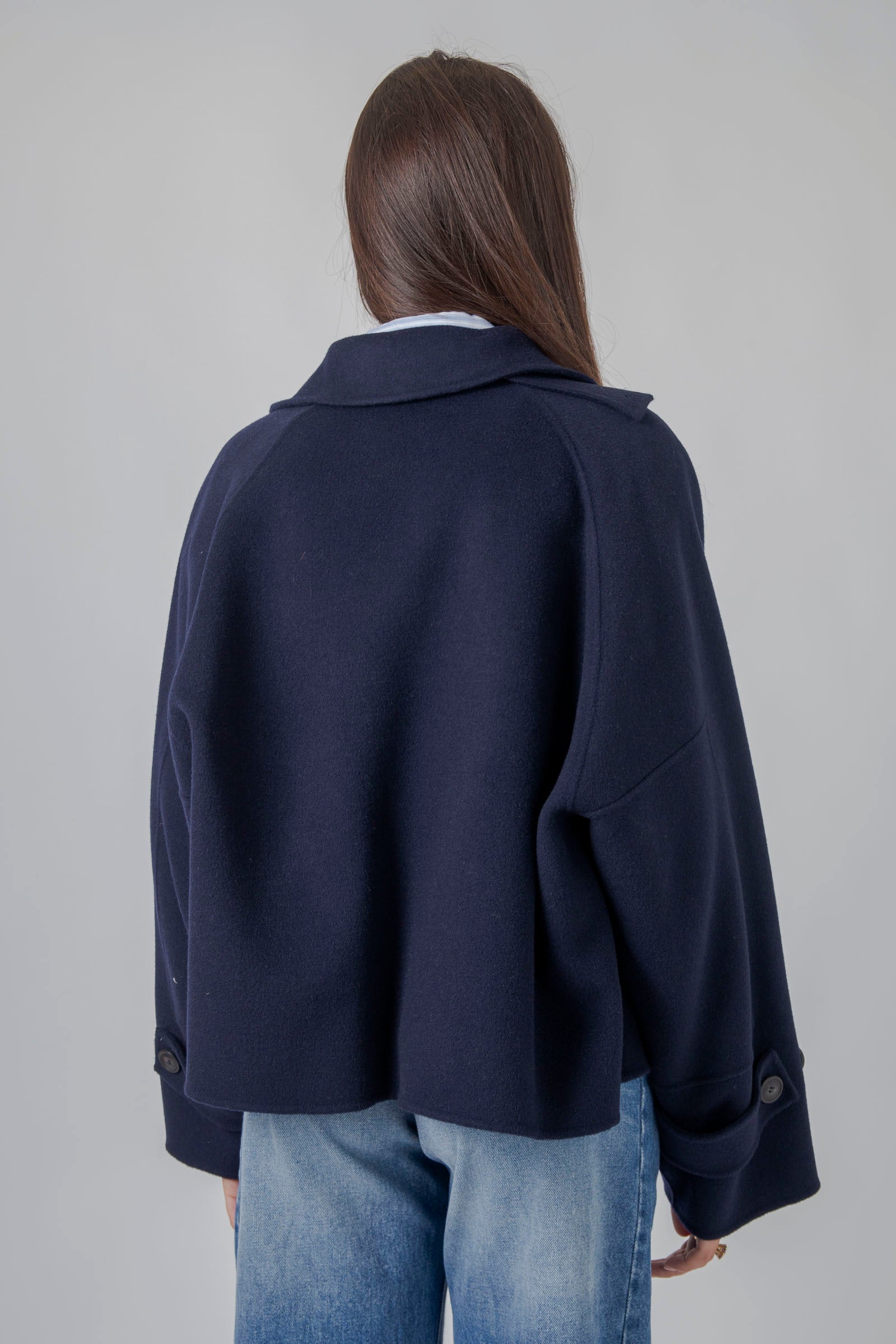 Weekend Max Mara Cappotto Corto In Drap Di Lana Carella Blu Donna - 4