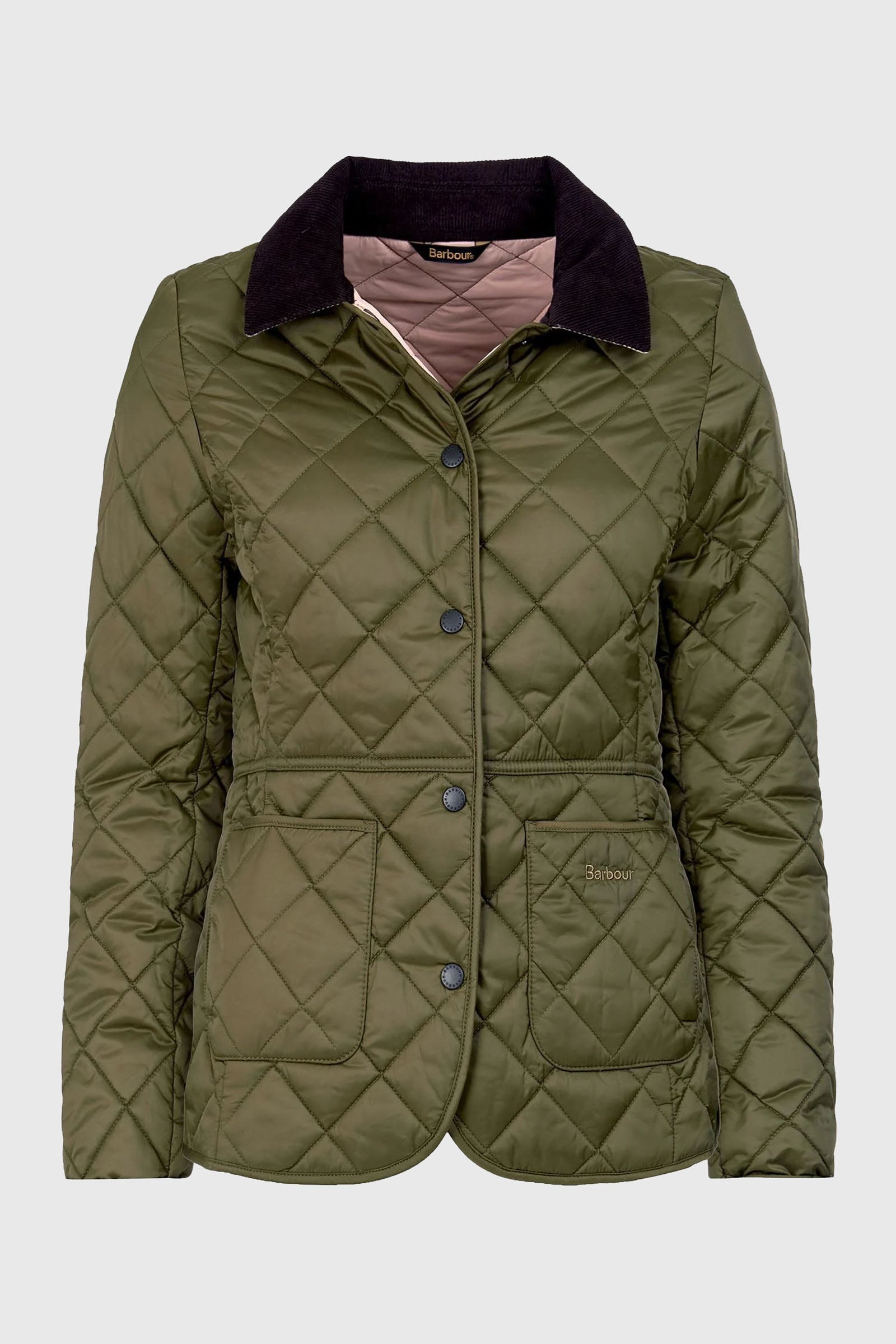 Barbour Giubbotto Deveron Quilt Verde Oliva Donna - 7