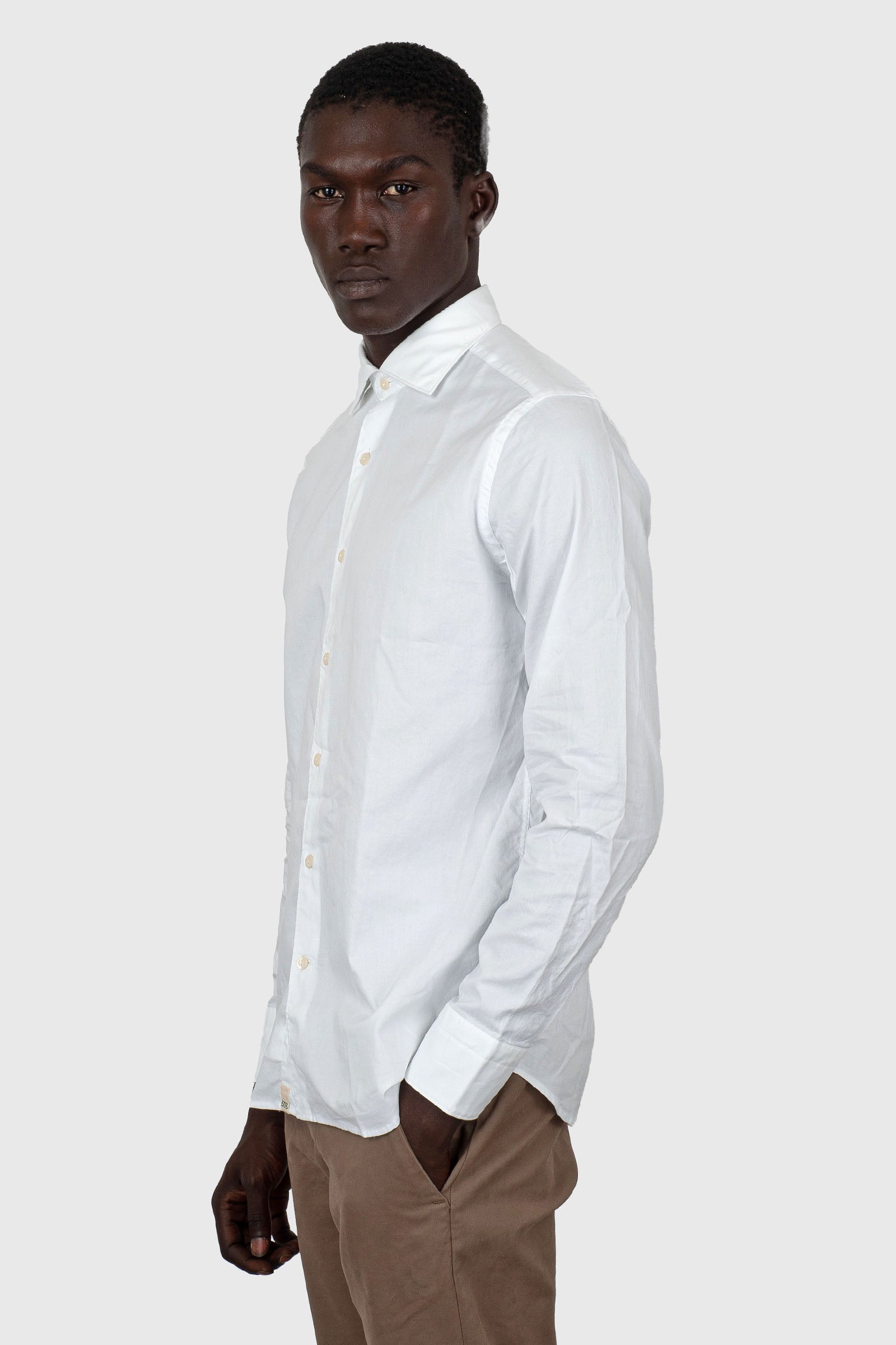 Tintoria Mattei 954 Camicia Oxford Collo Francese Bianco Uomo - 3